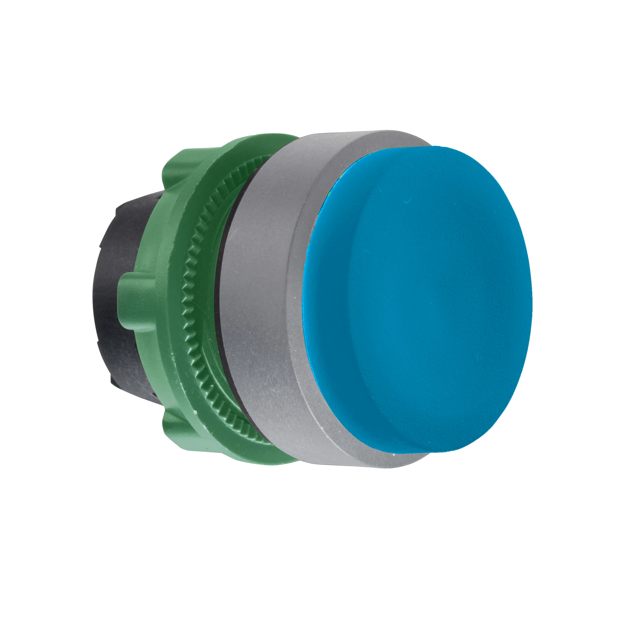Schneider Electric ZB5AH6C0 Push-button, Front Element, Harmony XB5, Plastic, 22mm, Light Grey, Blue, Unlabeled, Projecting, Latching (img_001)