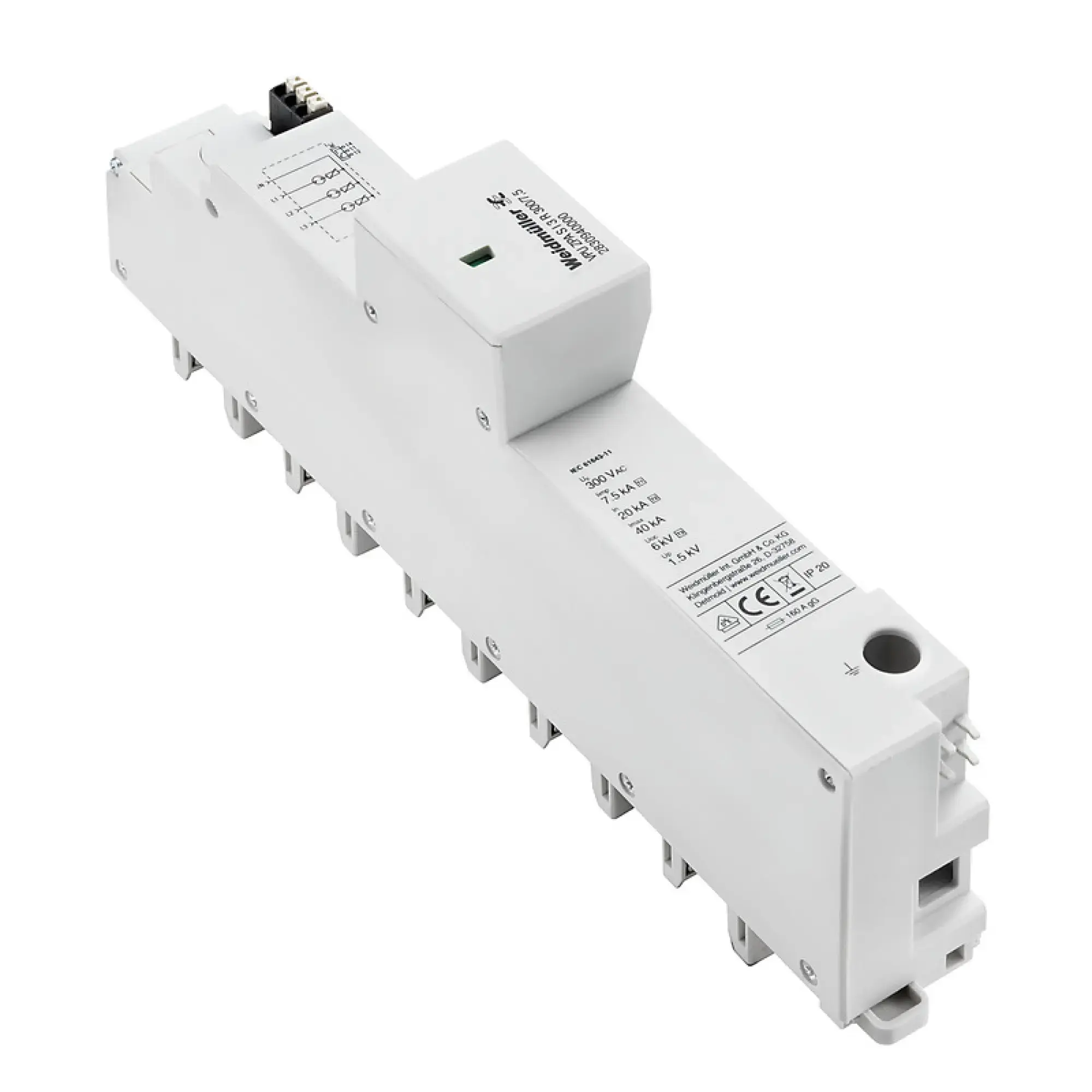 Weidmüller 2830940000 Surge voltage arrester (power supply systems), Leakage-current-free, Type I + II, Type I, Type II, Type III, Low voltage network: TN-C, III, IV, AC, (img_001)