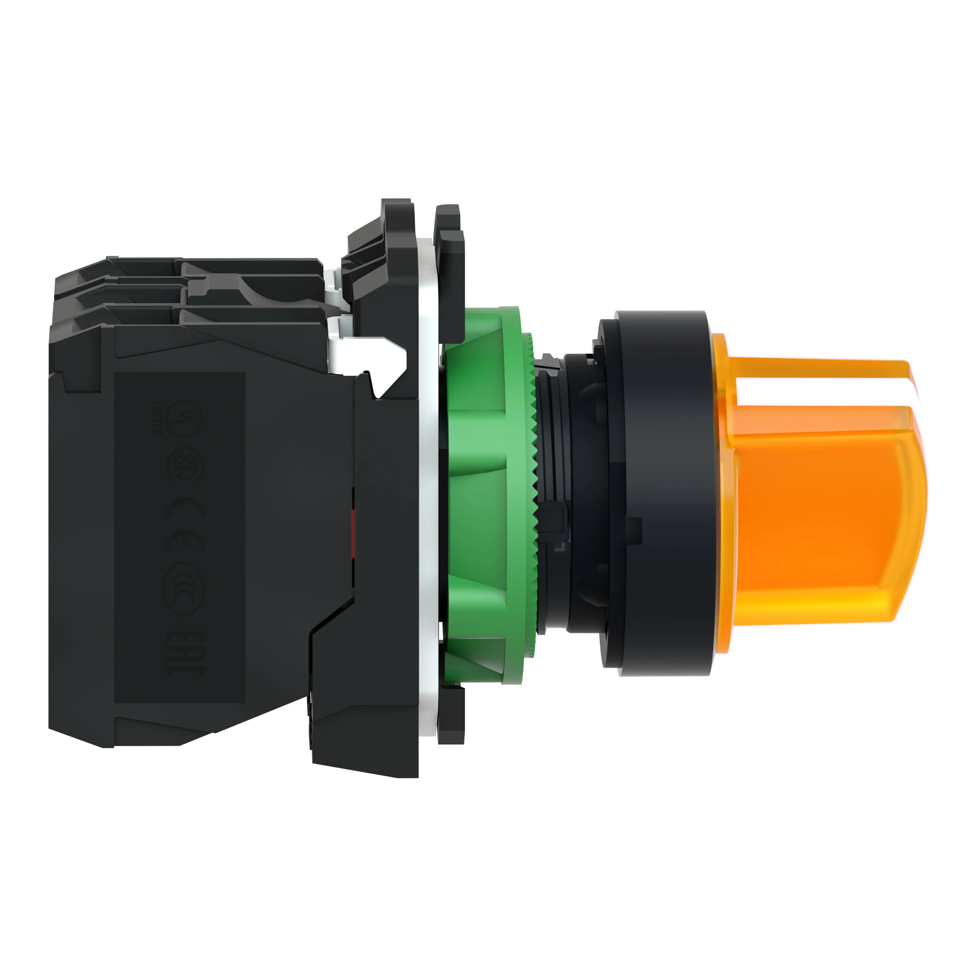 Schneider Electric XB5AK125M5 Illuminated selector switch, Harmony XB5, plastic, orange, 22mm, universal LED, 2 positions, 1NC + 1NO, 230-240V AC (img_005)