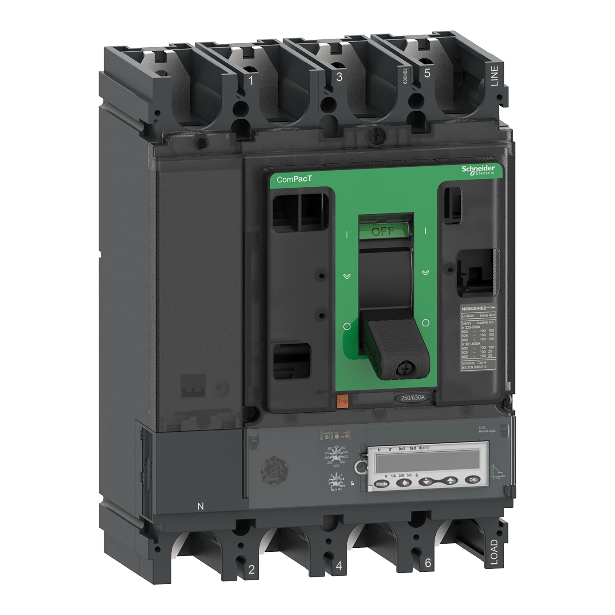 Schneider Electric C63W46E630 Compact Circuit Breaker ComPacT NSX630HB2 with Micrologic 6.3 E 3P3D 630 A, 100kA/690V AC (img_001)