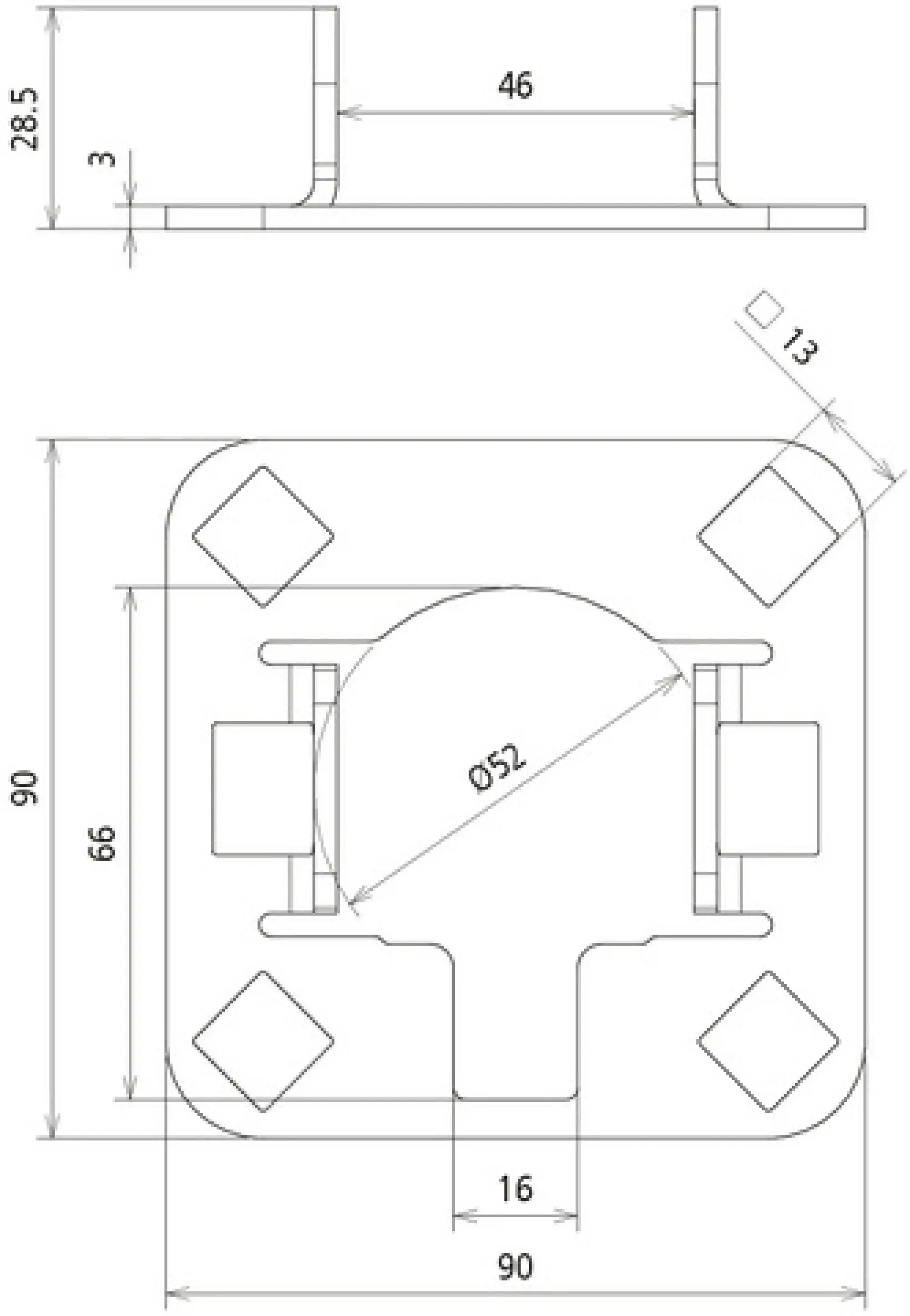 Dehn 819298 Connection plate StSt f.supporting tubes D 40mm for 4x HVI light plus (img_002)