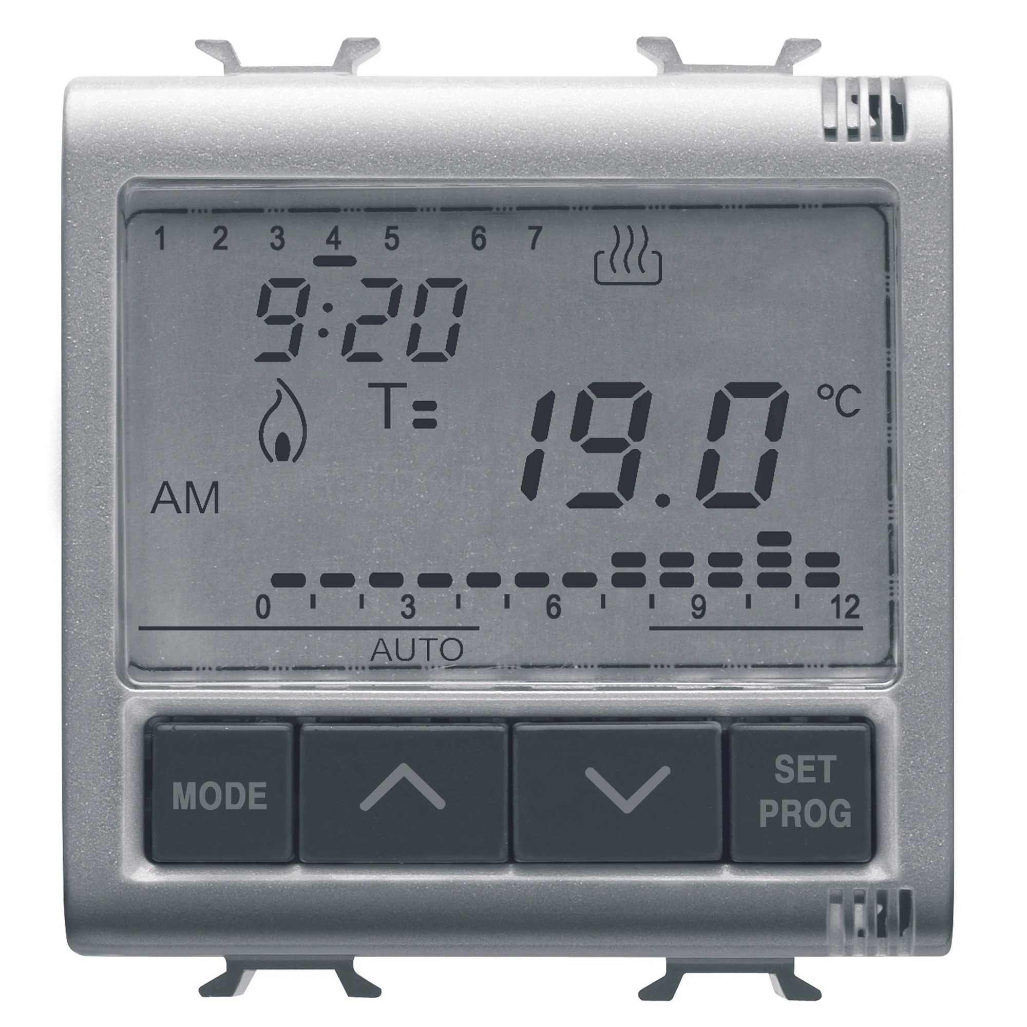 GEWISS GW14703 TIMED THERMOSTAT DAILY/WEEKLY PROGRAMMING - 230V ac 50/60Hz - 2 MODULES - TITANIUM - CHORUSMART (img_001)