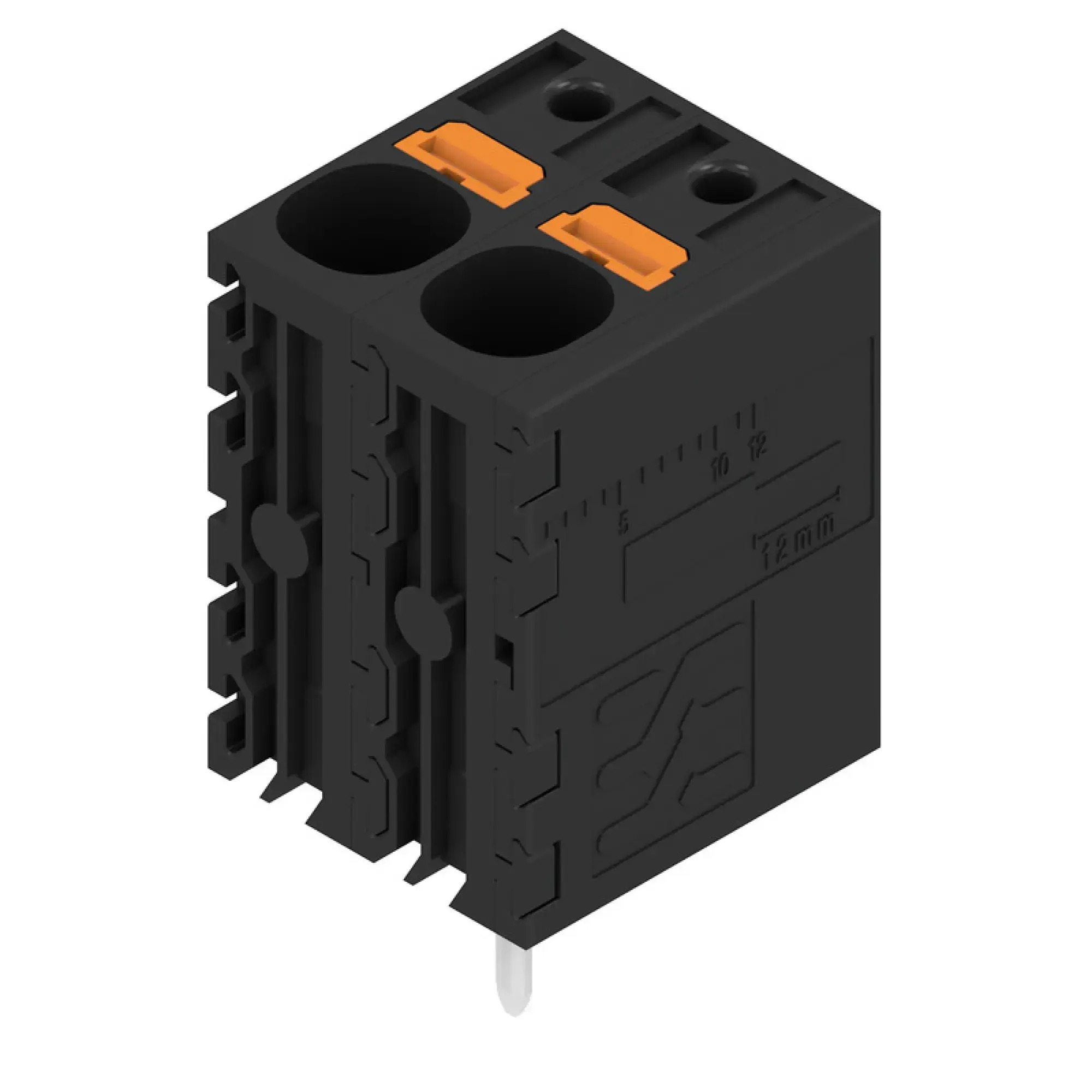 Weidmüller 2491620000 PCB terminal, 1000 V, 41 A, Pitch in mm: 7.50, 6 mm², Number of poles: 2, PUSH IN without actuator, THT solder connection, 180°, Box (img_001)