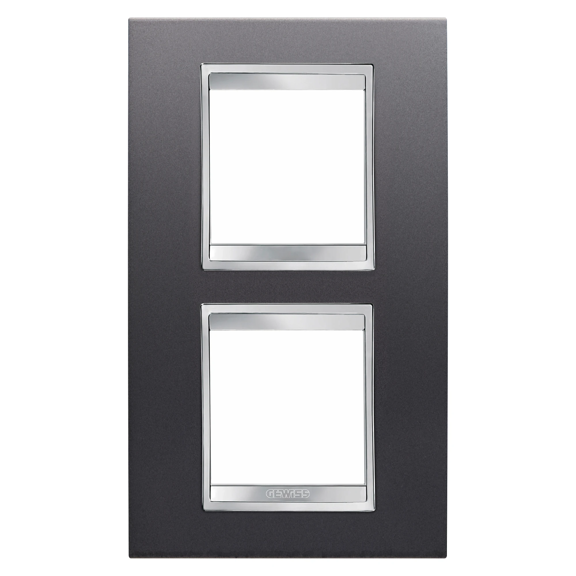GEWISS GW16224VA LUX INTERNATIONAL PLATE - IN PAINTED TECHNOPOLYMER - 2+2 MODULES VERTICAL - SLATE - CHORUSMART (img_001)