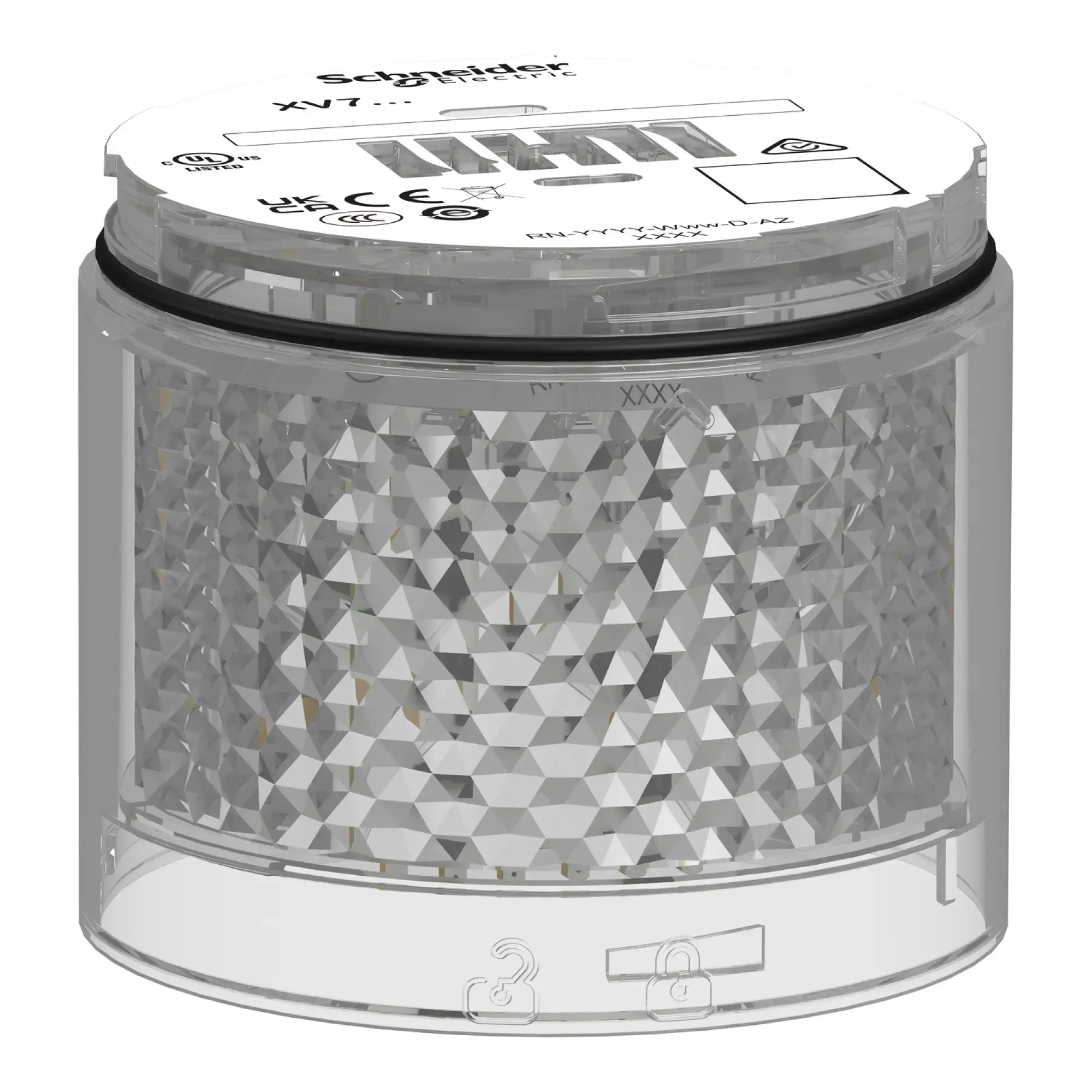 Schneider Electric XVB7CM9 Leuchtelement, Harmony XVB7, modular, 70mm, Multicolor-LED, 24V ACDC, 8 Farben, 4 Lichtmuster, Dip-Schalter (img_001)