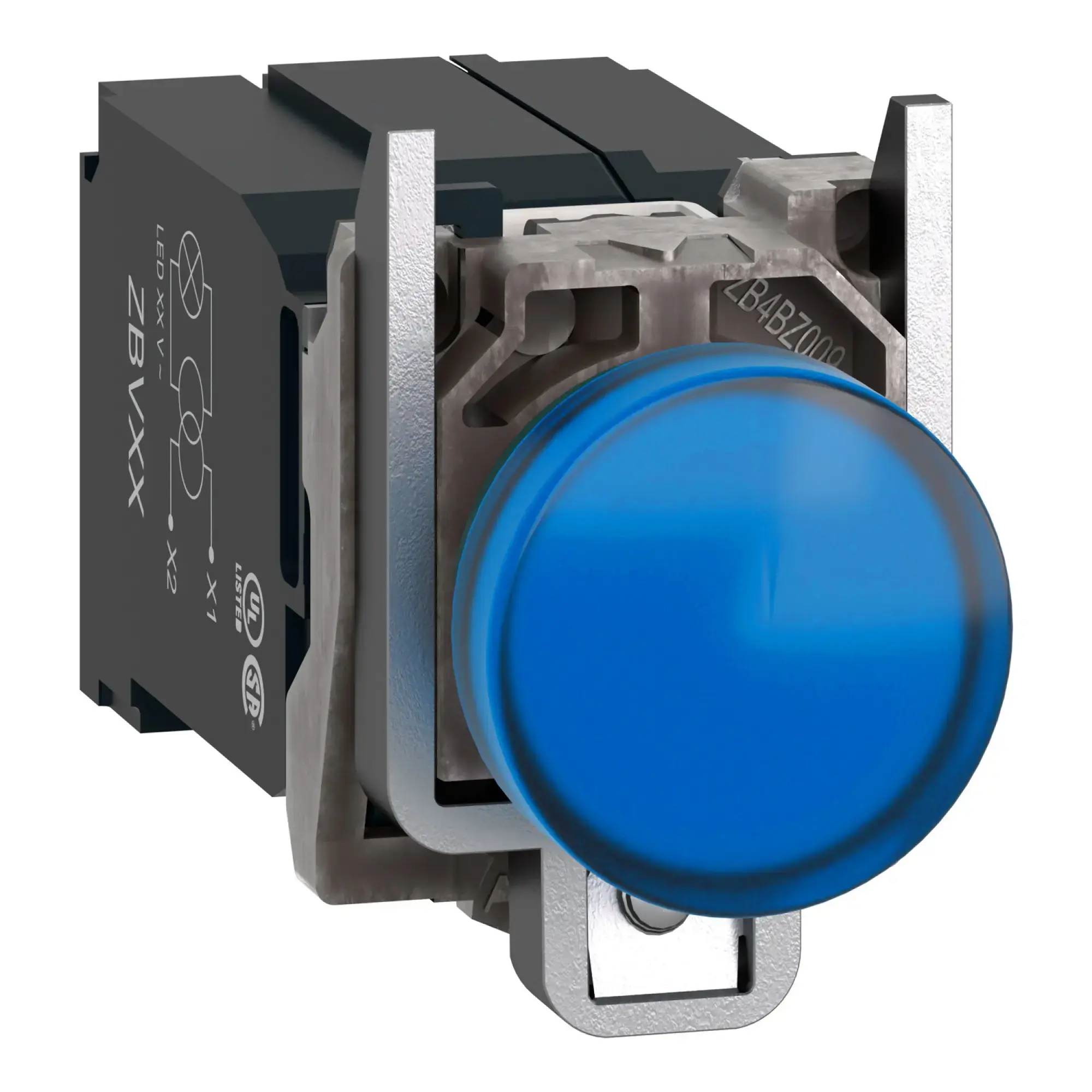 Schneider Electric XB4BV5B6 Pilot light, Harmony XB4, Metal, 22mm, blue, with transformer, incandescent lamp BA9s, smooth dome, screw terminal, 400V (img_009)