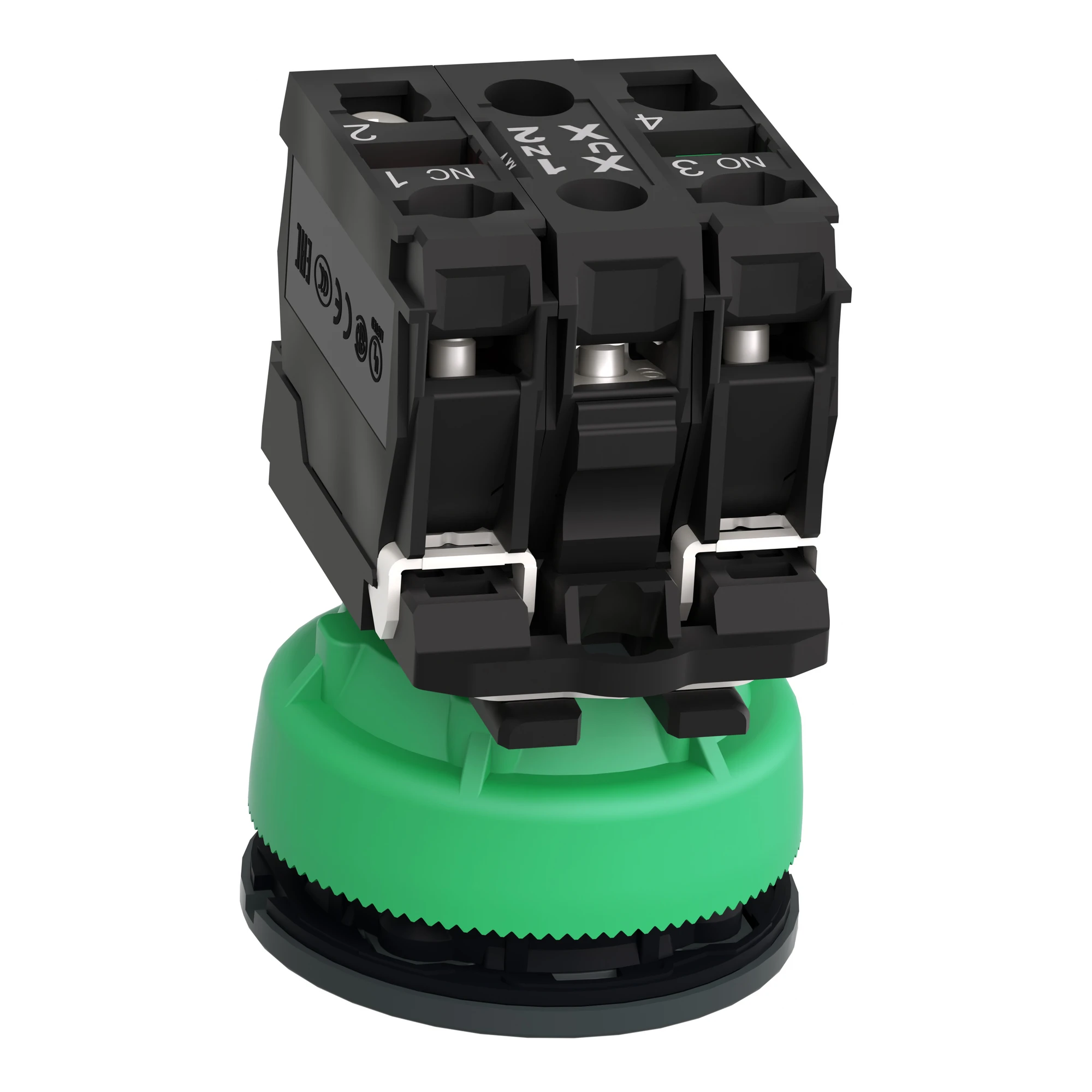 Schneider Electric XB5FW33B5 Illuminated Push Button, Harmony XB5F, Plastic, Antimicrobial, Green, 30mm, Universal LED, 1NC + 1NO, 24V ACDC (img_006)