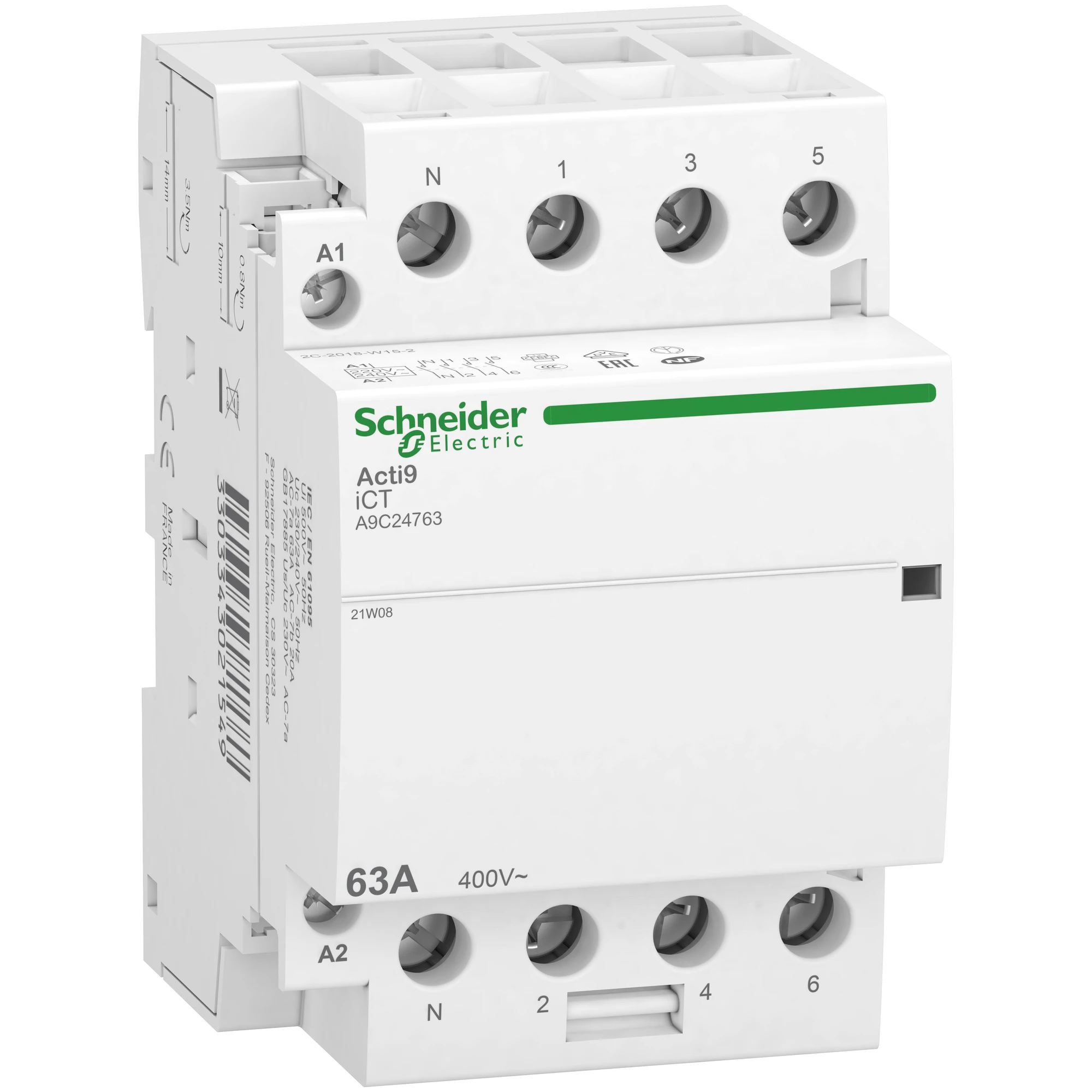 Schneider Electric A9C24763 Installation contactor iCT, 63A, 3P+N, 4-NO contacts, 220/240V 50Hz (img_001) Schneider Electric A9C24763 Installation contactor iCT, 63A, 3P+N, 4-NO contacts, 220/240V 50Hz (img_001)
