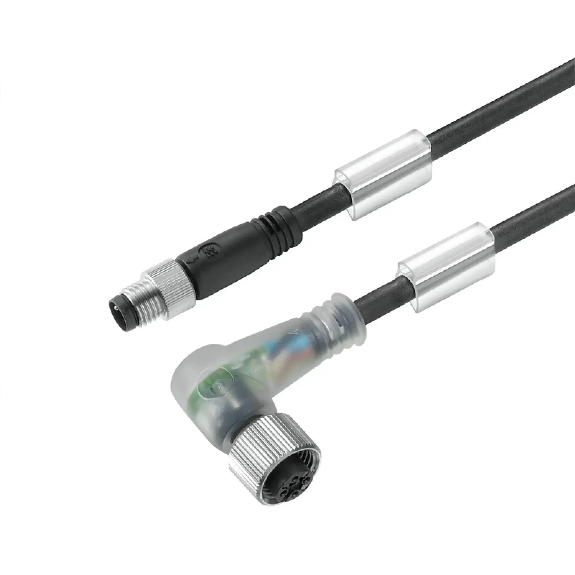 Weidmüller 1026211000 Sensor-actuator Cable (assembled), Connecting line, M8 / M12, Number of poles: 3, pin, straight - socket, 90°, LED: Yes, Cable length: 10 m, Shielded: (img_001)