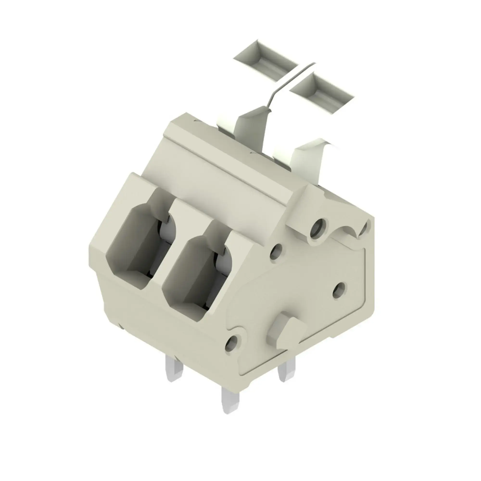 Weidmüller 1811620000 PCB terminal, 320 V, 24 A, Pitch in mm: 5.00, 2.5 mm², Number of poles: 2, Tension clamp connection with actuator, THT solder connection, 135°, Box (img_001)