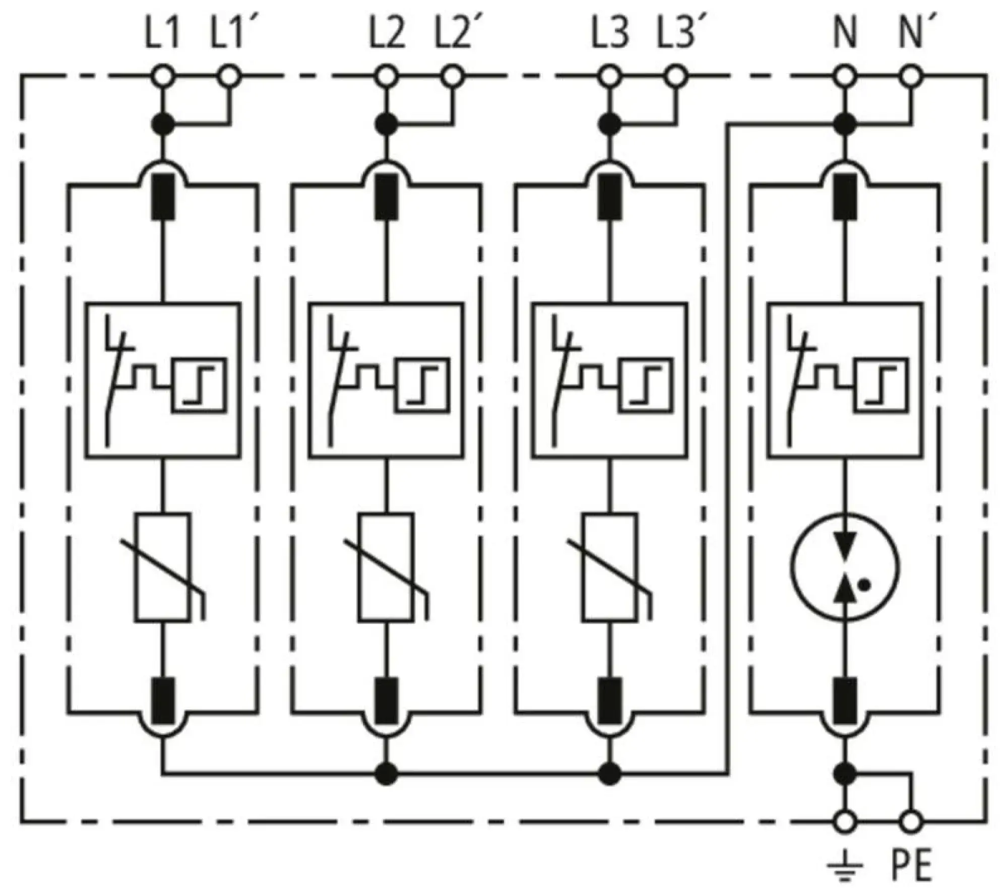 Dehn 943310 Ueberspannungsableiter Typ 2 DEHNguard MD 4-polig fuer TT- und TN-S-Systeme (img_003) Dehn 943310 Ueberspannungsableiter Typ 2 DEHNguard MD 4-polig fuer TT- und TN-S-Systeme (img_003)