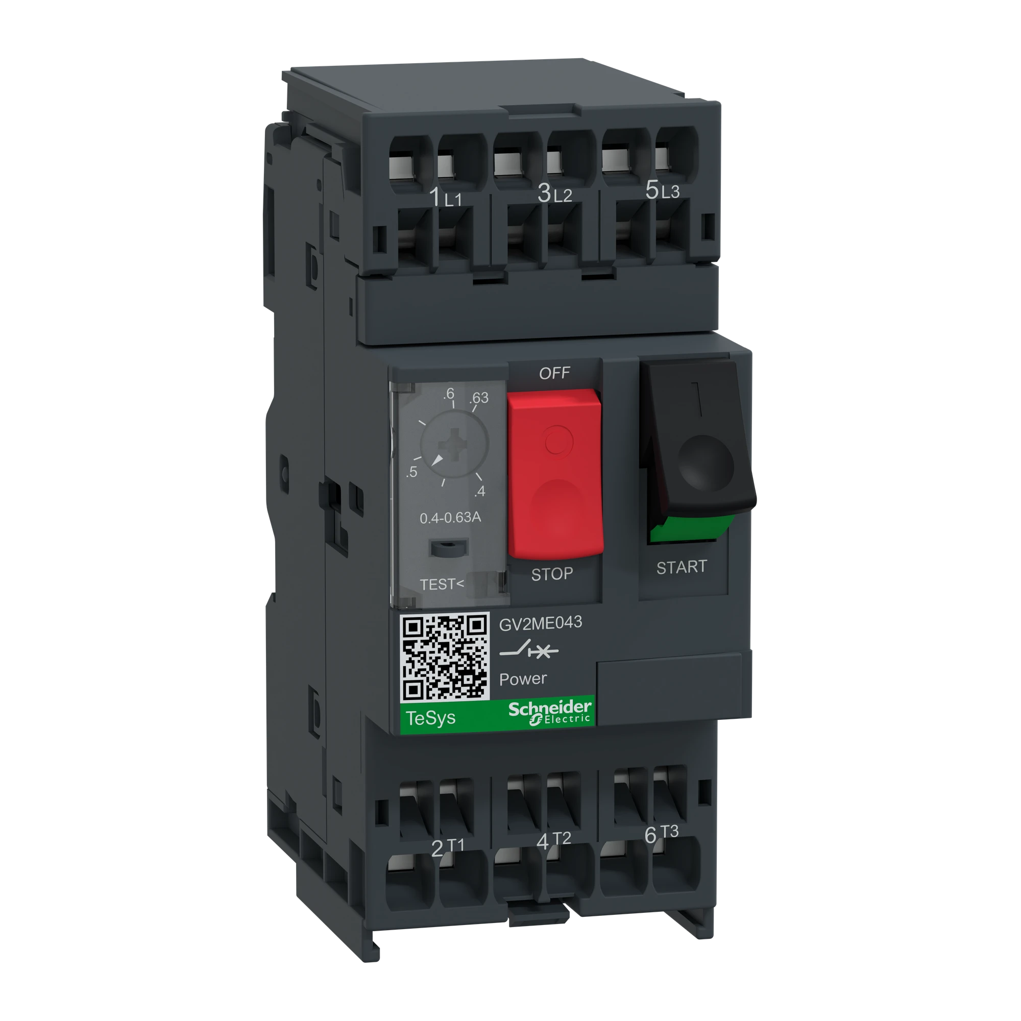 Schneider Electric GV2ME043 Motor protection switch, 3p, 0.4-0.63A, push button operation, spring terminal connection (img_001)
