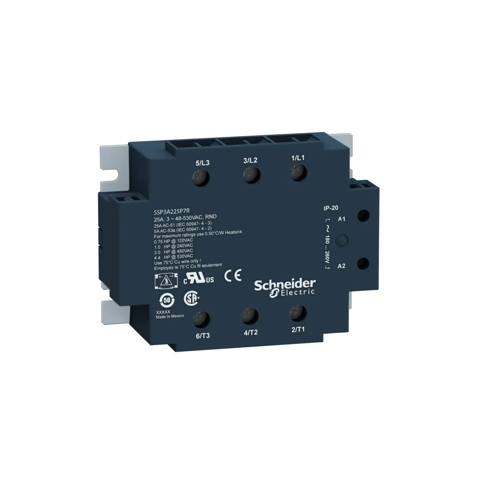 Schneider Electric SSP3A250BDR Semiconductor relay, 48-530 VAC, 3x 50 A, instantaneous, I: 4-32 VDC (img_003)