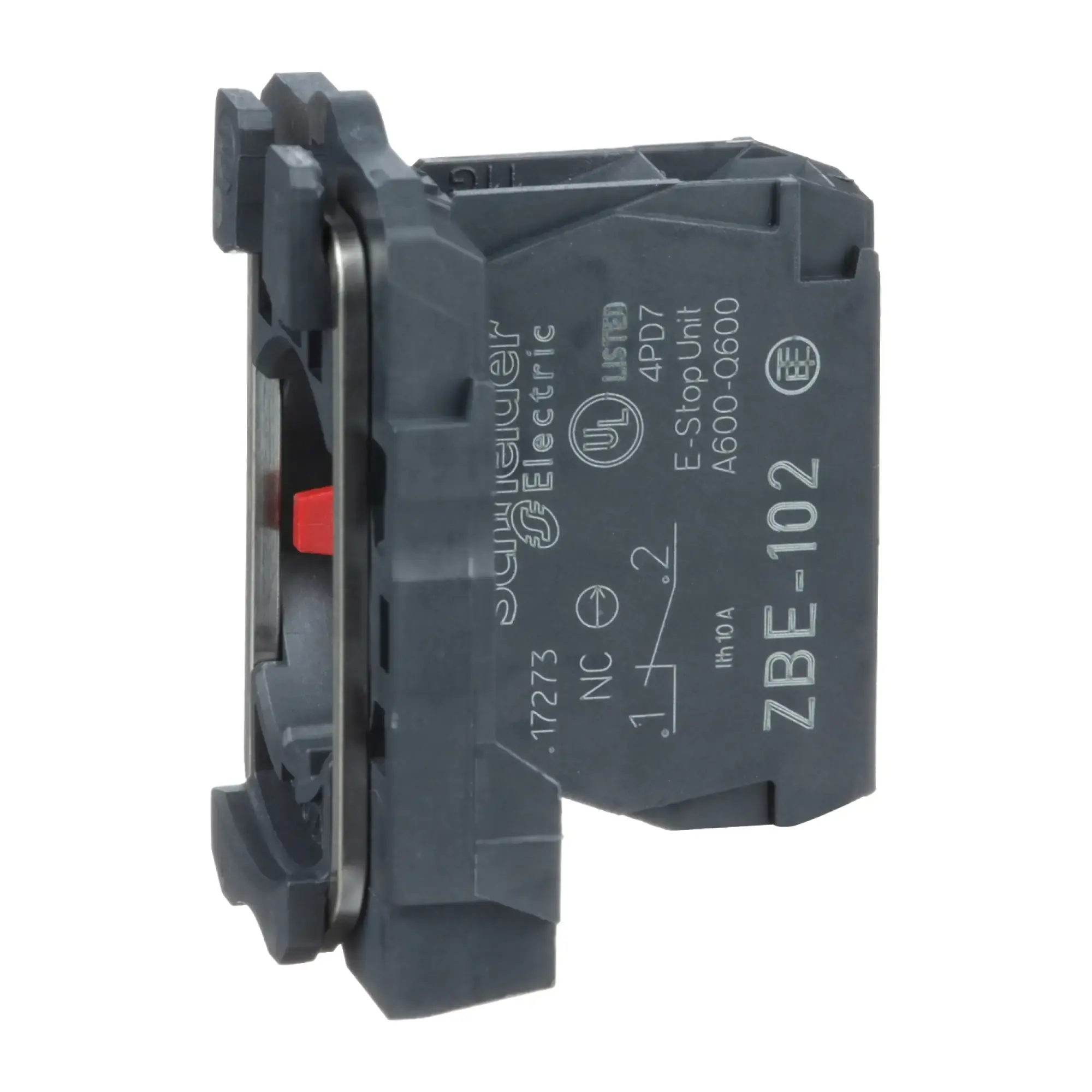 Schneider Electric ZB5AZ102 Auxiliary contact block with mounting flange, Harmony XB5, plastic, 22mm, 30mm, 1NO, screw terminal (img_002)