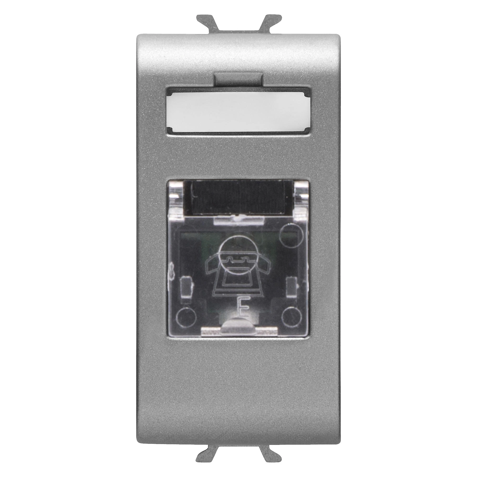 GEWISS GW14401 INTERNATIONAL STANDARD TELEPHONE SOCKET - RJ11 - SCREW-ON TERMINALS - 1 MODULE - TITANIUM - CHORUSMART (img_001)