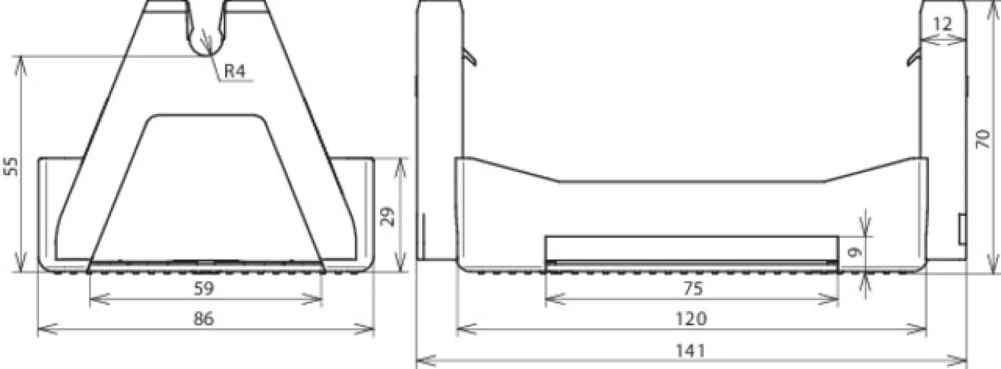 Dehn 253051 Roof cond. holder KF2 f. roofing sheet stripes -5mm thick, double holder 8 mm (img_002)