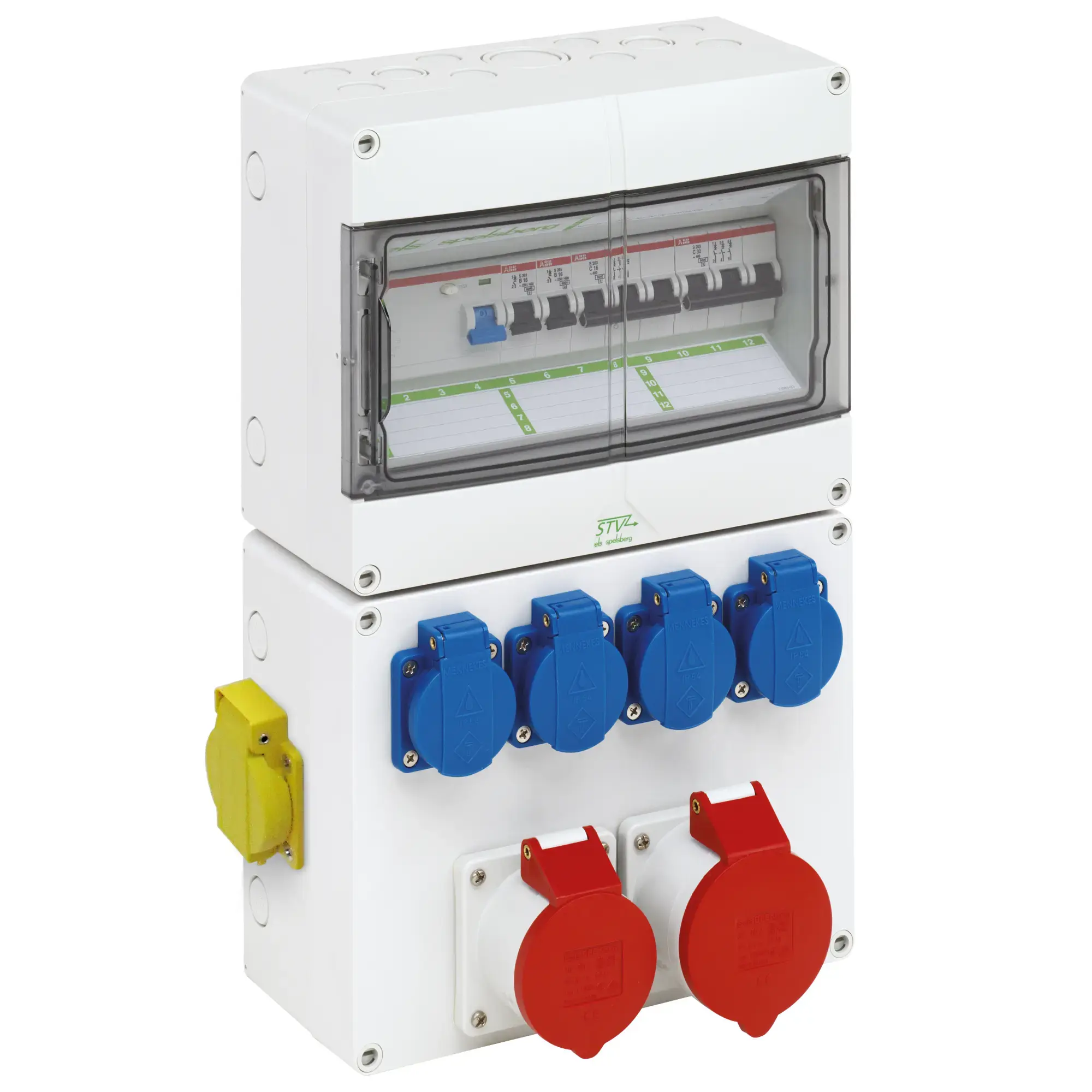 Spelsberg 73142421 Socket outlet combination, grey, Type of protection IP44, Impact strength IK08, Protection class II, Rated insulation voltage 400V AC, Halogen free (img_001)