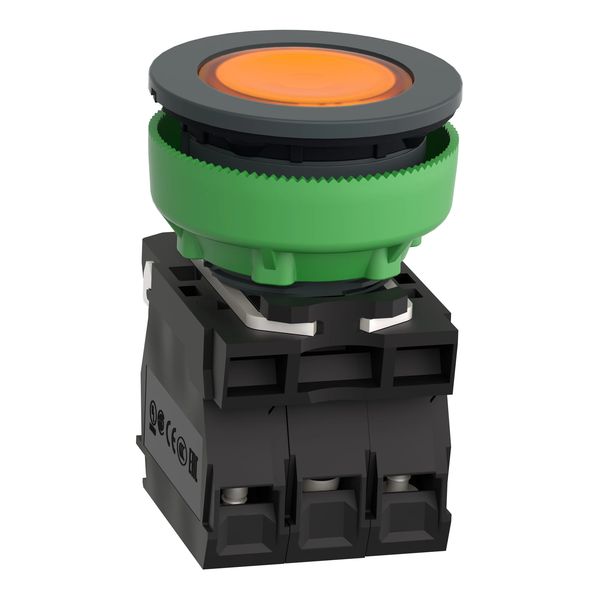 Schneider Electric XB5FW35B5 Illuminated Push-button, Harmony XB5F, Plastic, Antimicrobial, Orange, 30mm, Universal LED, 1NC + 1NO, 24V ACDC (img_004)