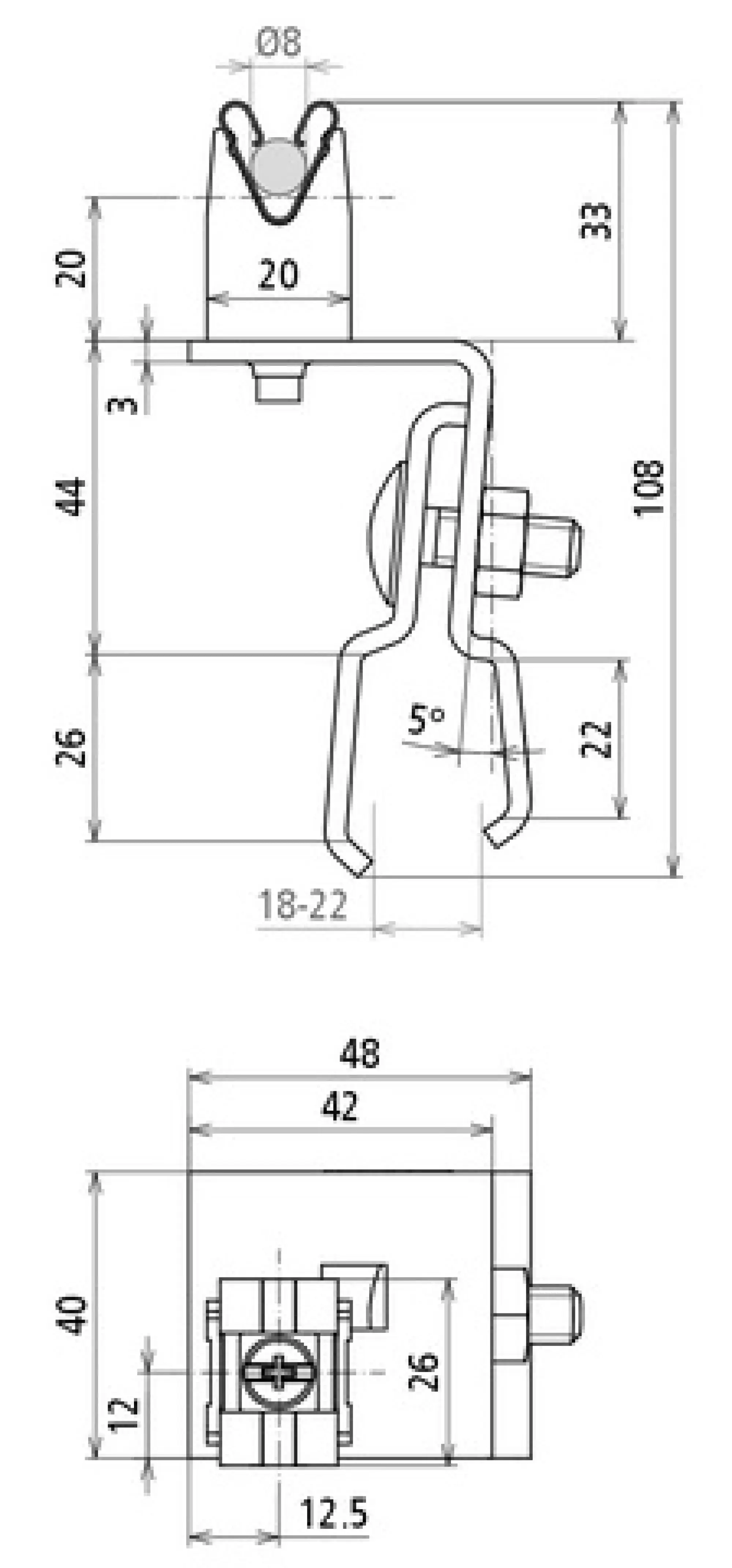 Dehn 223071 Roof cond. holder Al for Rd 8mm f. sheet metal roofs w. rect. stand. seam (img_002) Dehn 223071 Roof cond. holder Al for Rd 8mm f. sheet metal roofs w. rect. stand. seam (img_002)
