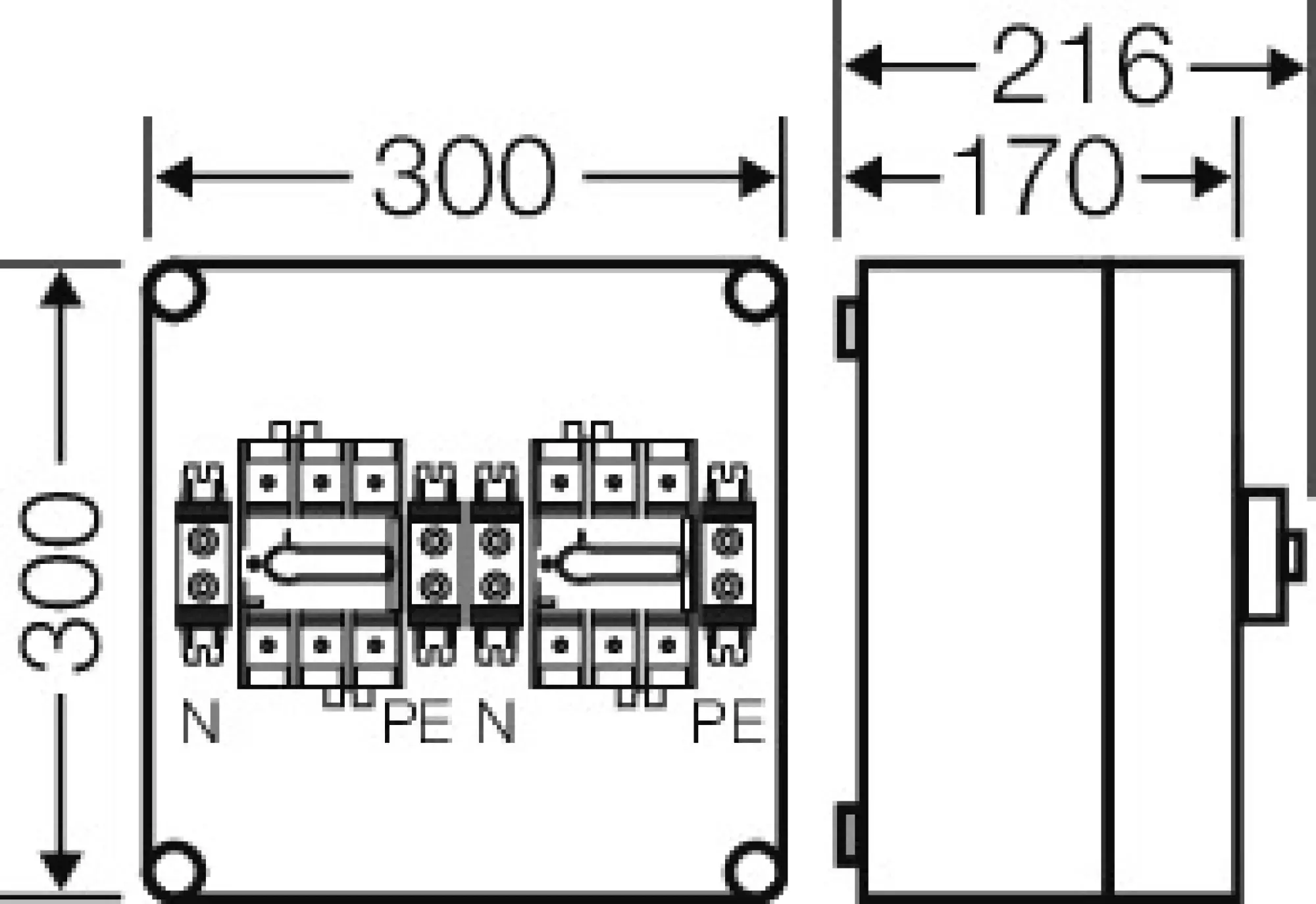 Hensel 20001480 Mi-Lastschaltergehäuse 125A, 3polig + PE + N Mi 7225 (img_002)