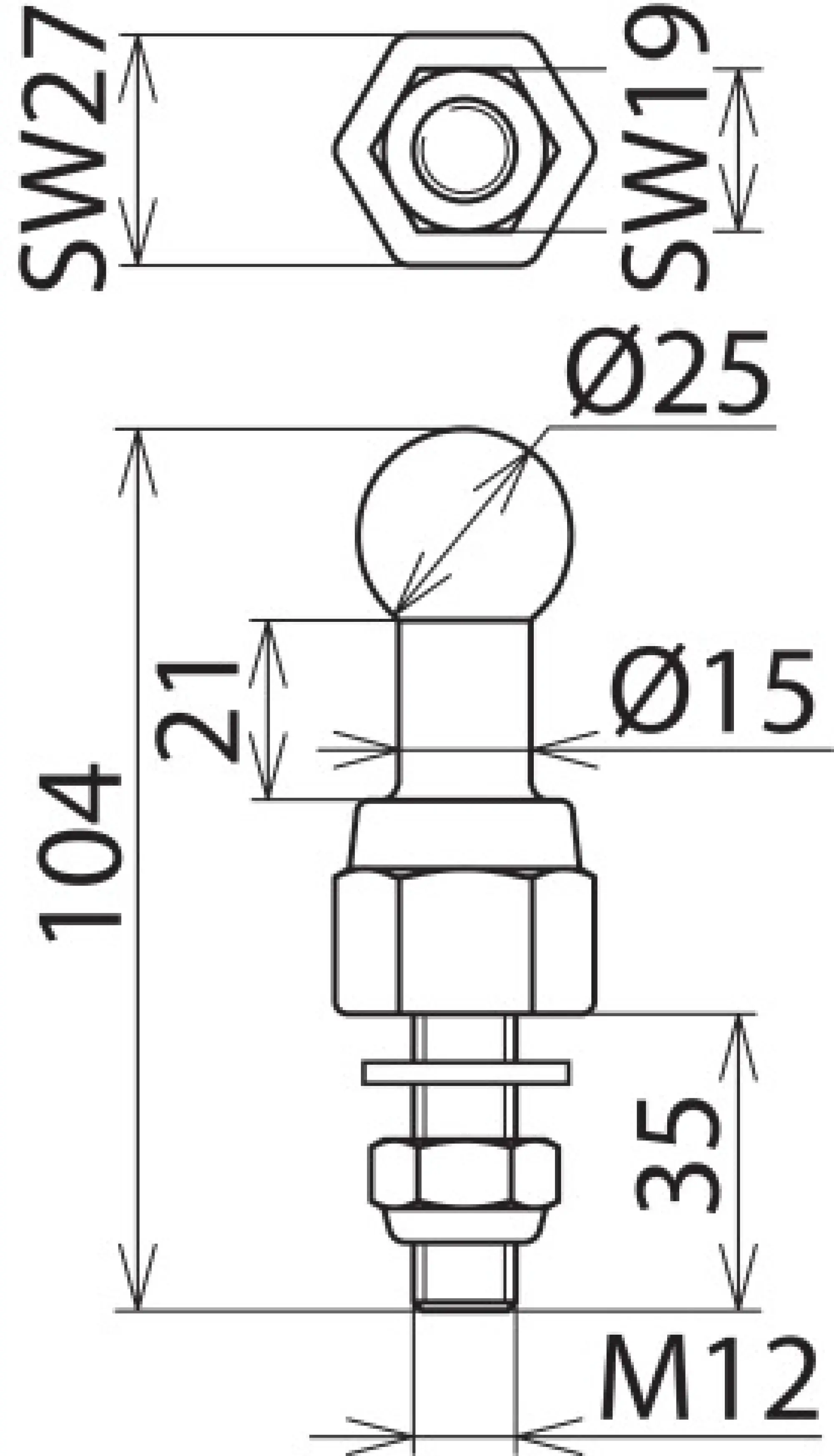 Dehn 755627 Fixed ball point D=25mm/M12 DB Mat. No. 622014 Z. No. 3 Ebgw 01.63 (img_002)