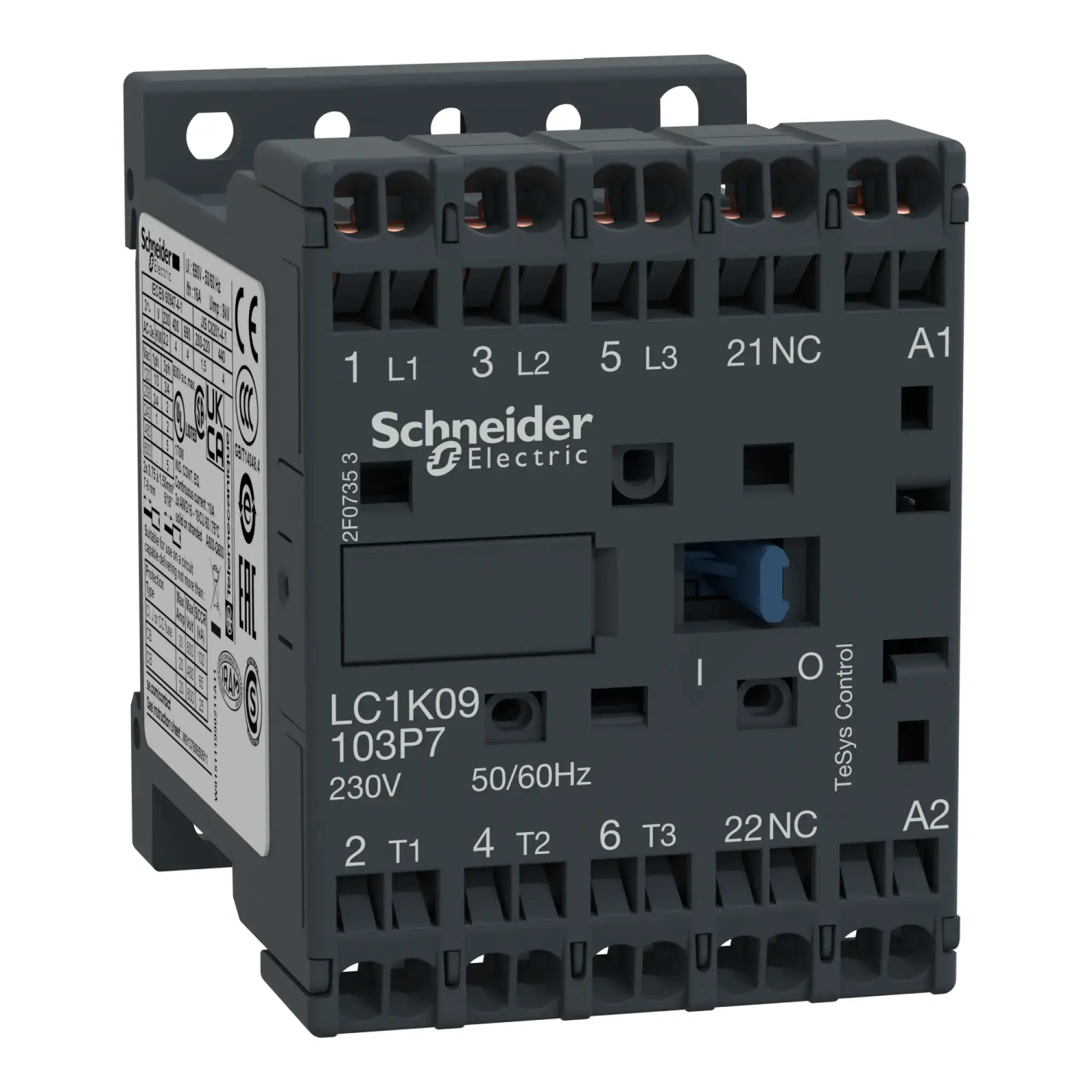 Schneider Electric LC1K06013P7 Power contactor LC1K 3p, +1NC, 2.2 kW, 6 A, 400 V AC3, coil 230 V AC (img_002)