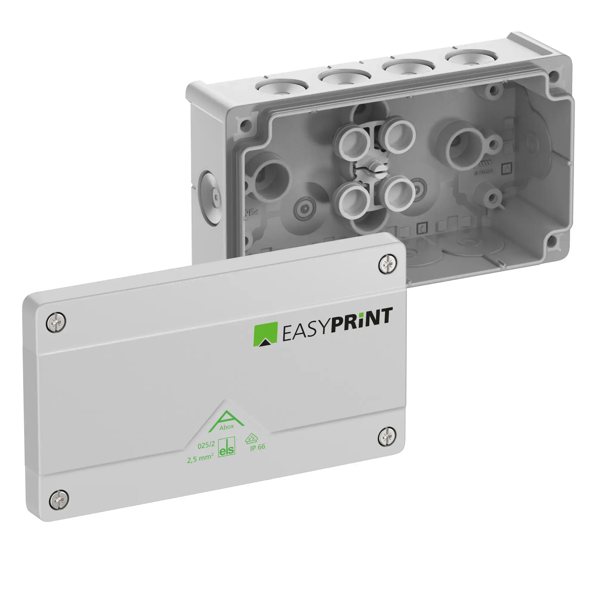 Spelsberg 802402EP Junction box, Type of protection IP66, max. 2,5², Impact strength IK07, Protection class II, Ui 1000V AC, Ui 1000V DC, DLG, VDE, Halogen free (img_001)