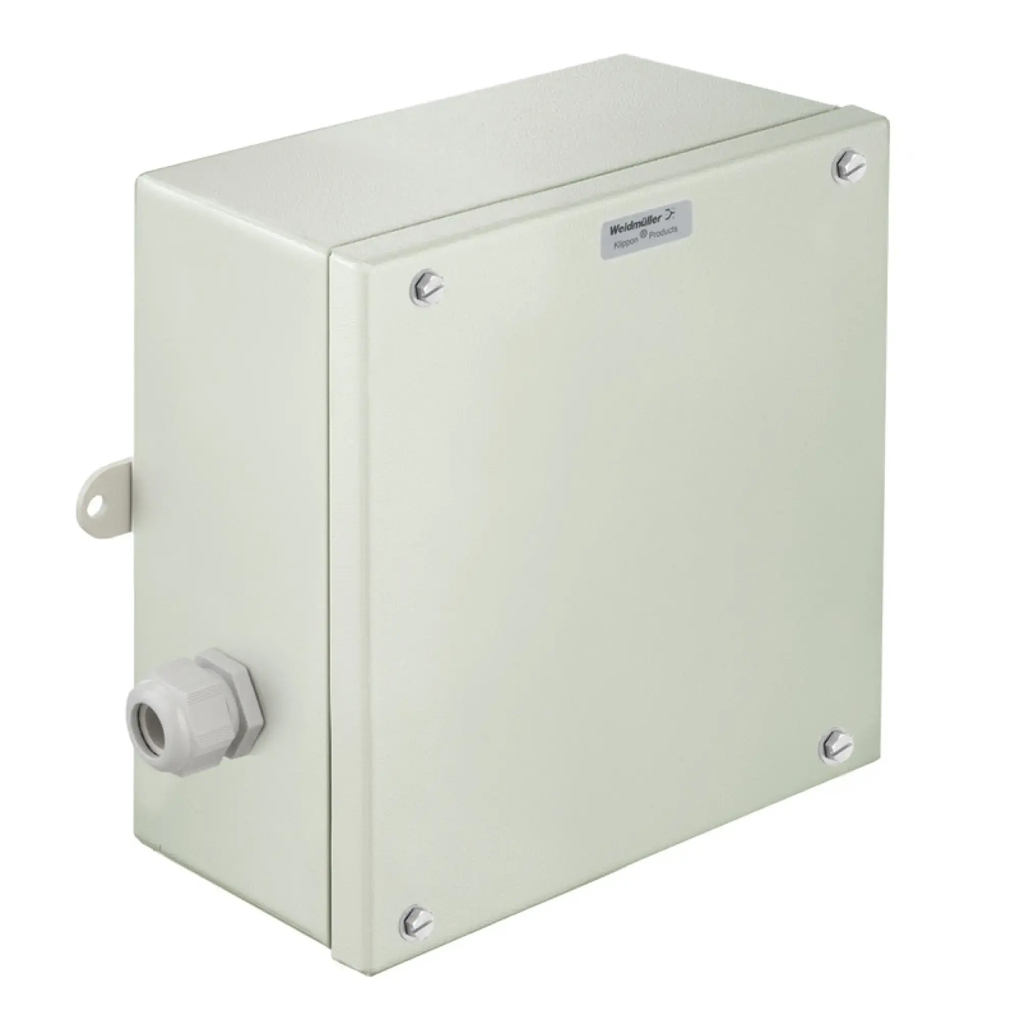 Weidmüller 8000052519 Ex metal housing, 250 x 250 x 120 mm, Powder-coated, Flange plate: No, M5 hexagonal screw with slot and 10mm distance across flats (img_001)