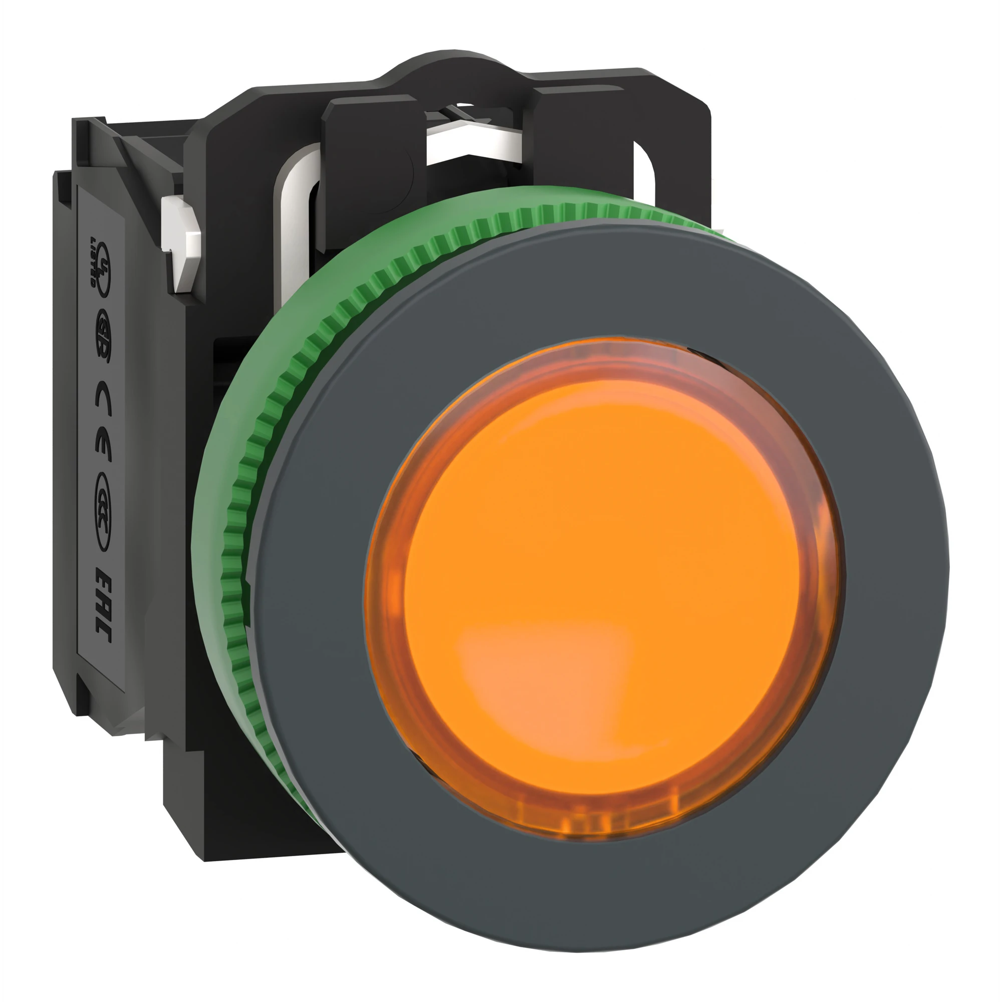 Schneider Electric XB5FW35B5 Illuminated Push-button, Harmony XB5F, Plastic, Antimicrobial, Orange, 30mm, Universal LED, 1NC + 1NO, 24V ACDC (img_001)
