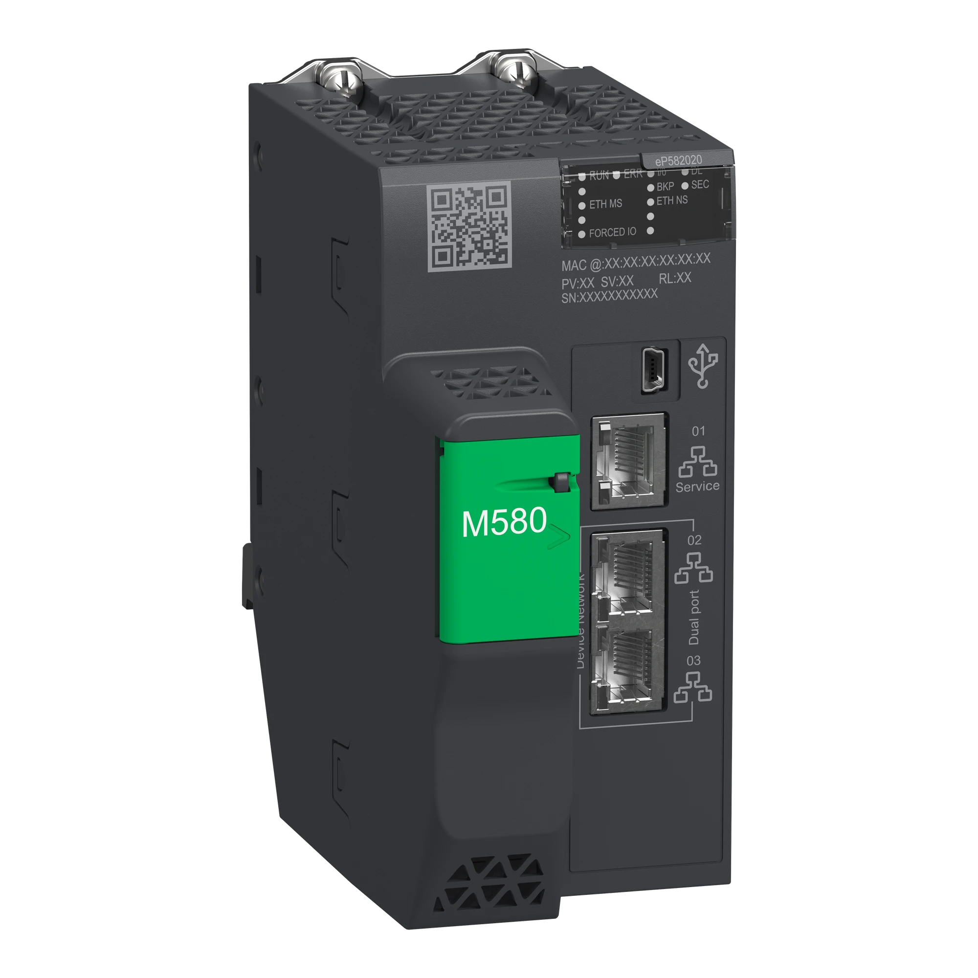 Schneider Electric BMEP582020 Modicon M580 CPU Module, 2020 Level 2 DIO, 8 MB, 125 Eth-Devices, 4 Local I/O Racks (2045 Digital, 512 Analog) (img_001)