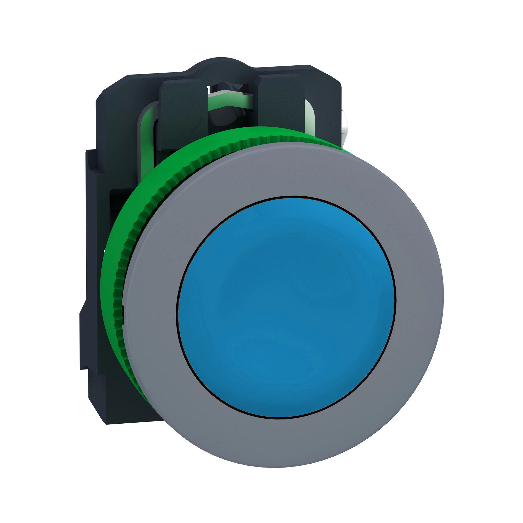 Schneider Electric XB5FA61C0 Push Button, Harmony XB5F, Plastic, Light Grey, Blue, Unlabelled, 30mm, Momentary, 1NO (img_001)