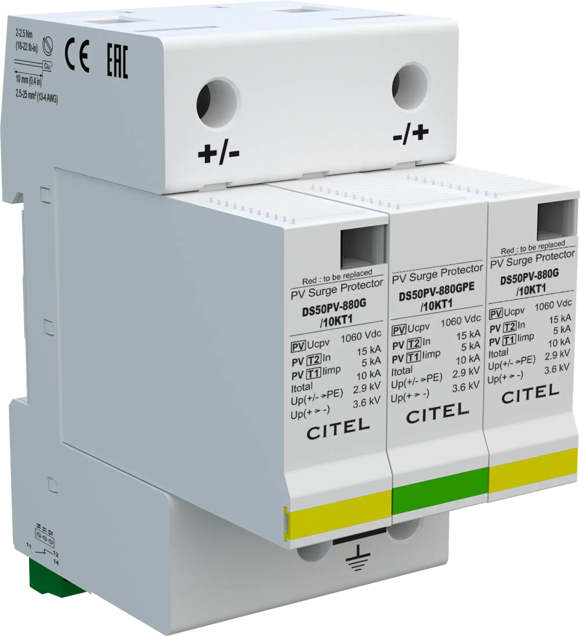 Citel 480293 Kombi-Ableiter 2-polig Typ 1+2 für 880 VDC Photovoltaik-Anwendungen (img_001) Citel 480293 Kombi-Ableiter 2-polig Typ 1+2 für 880 VDC Photovoltaik-Anwendungen (img_001)