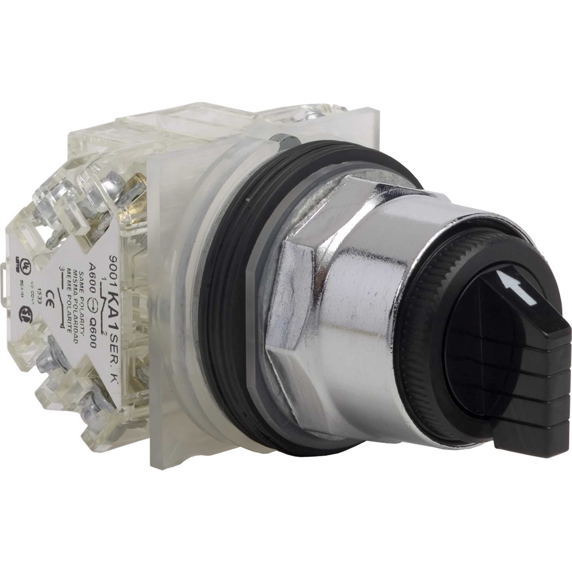 Schneider Electric 9001KS53BH2 Selector switch, black - Type K, Ø 30, standard toggle, 10A, 2NO+2NC (img_001) Schneider Electric 9001KS53BH2 Selector switch, black - Type K, Ø 30, standard toggle, 10A, 2NO+2NC (img_001)