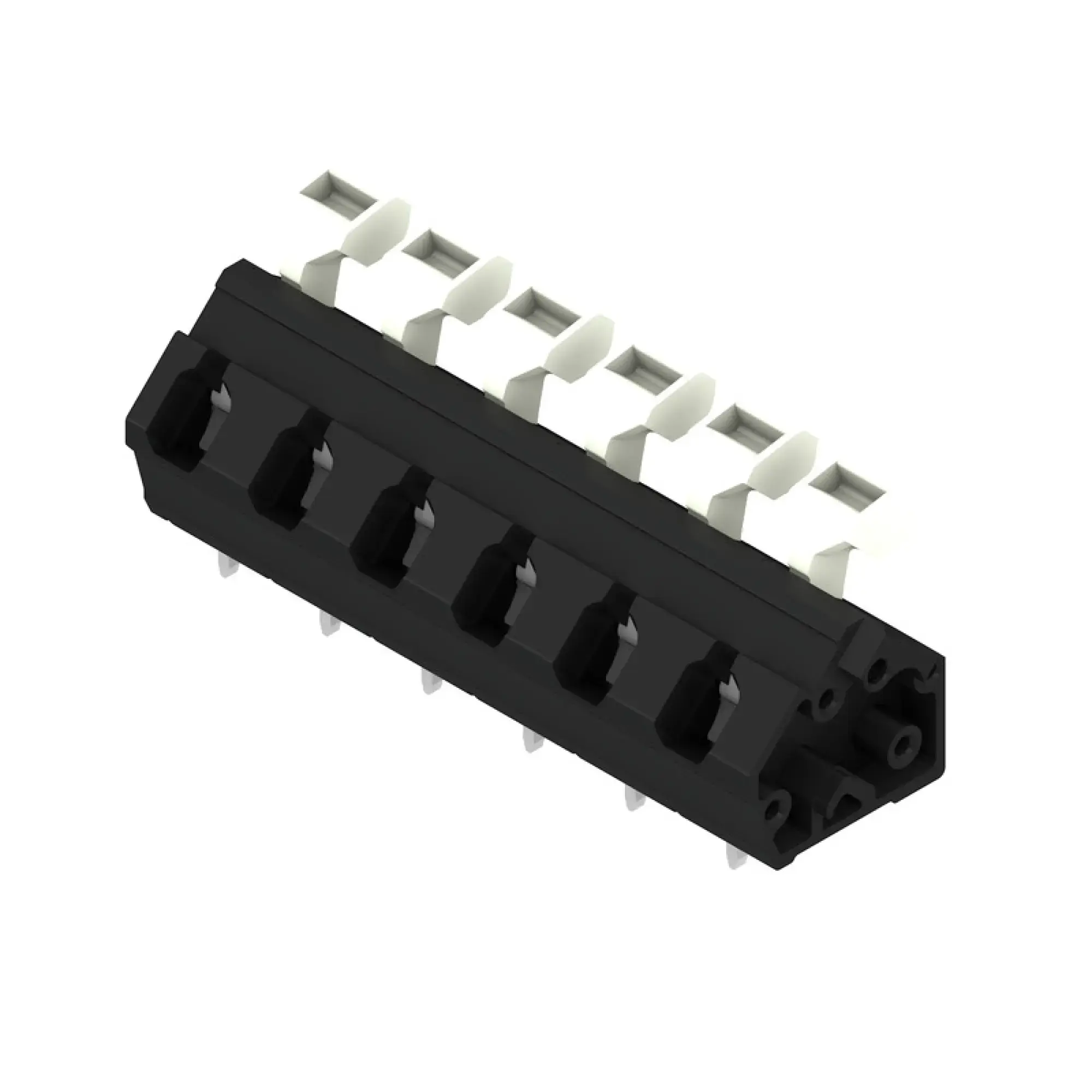 Weidmüller 1952720000 PCB terminal, 800 V, 24 A, Pitch in mm: 7.50, 2.5 mm², Number of poles: 6, Tension clamp connection with actuator, THT solder connection, 135°, Box (img_001)