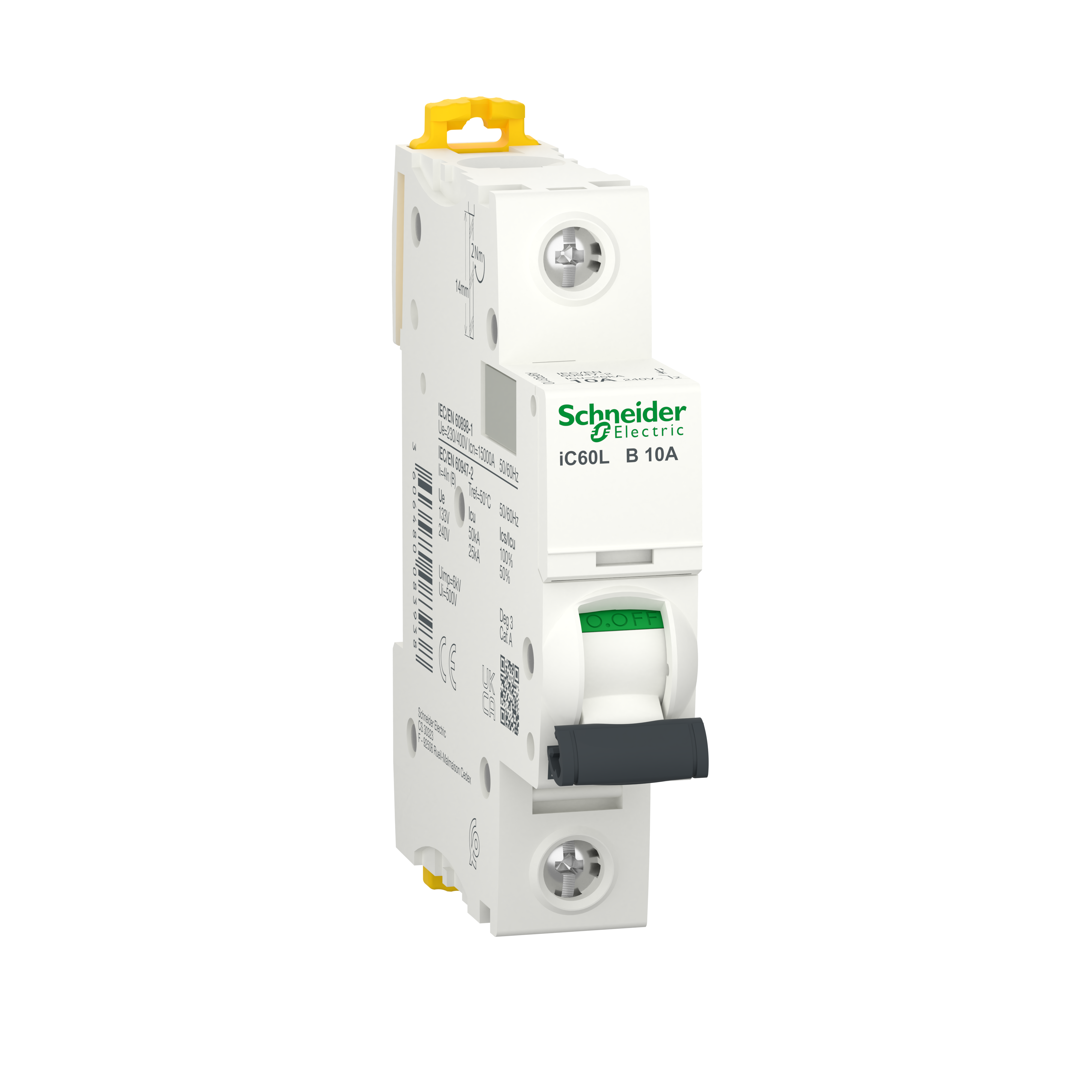 Schneider Electric Circuit breaker iC60L, 1P, 10A, B-Characteristic, 25kA Schneider Electric Circuit breaker iC60L, 1P, 10A, B-Characteristic, 25kA