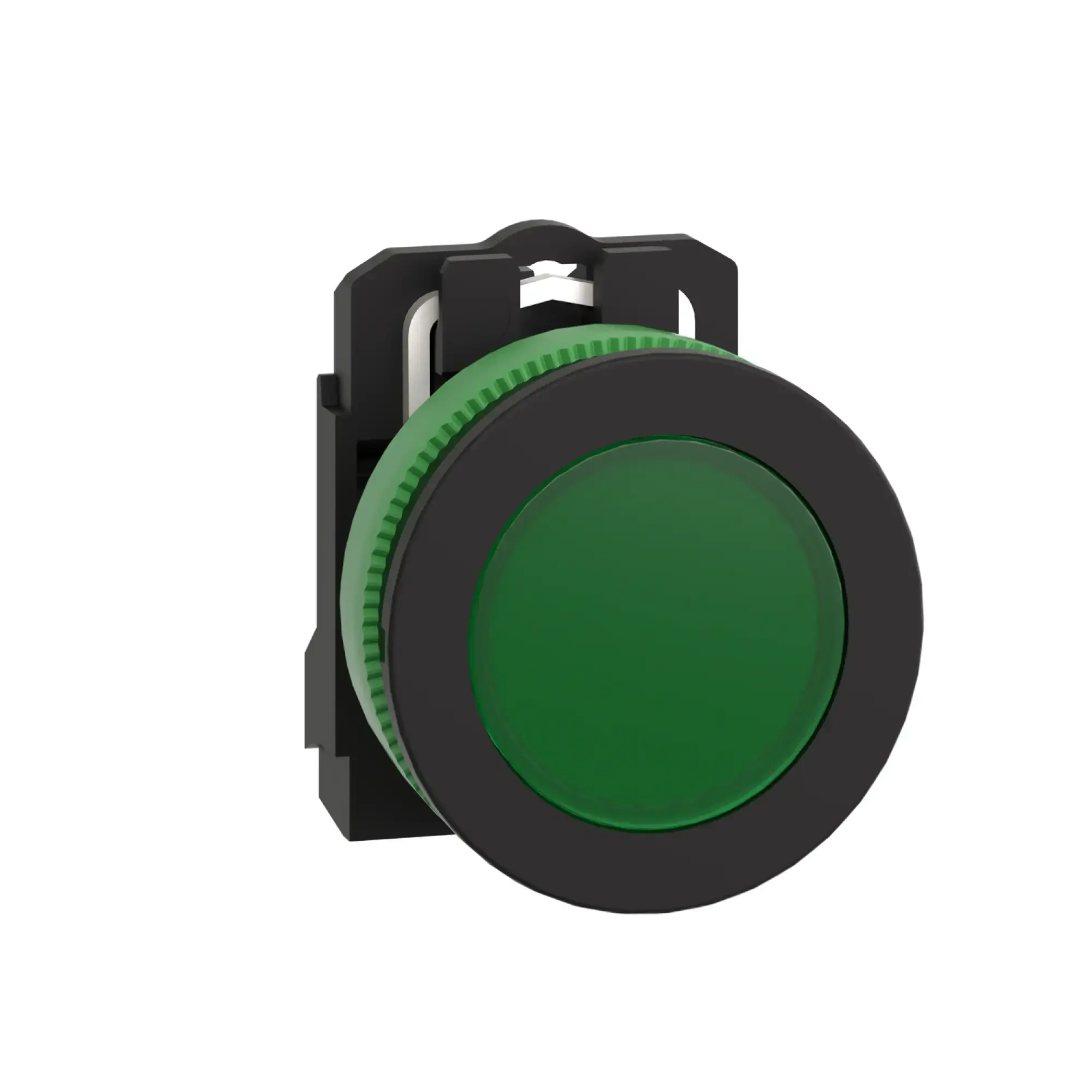 Schneider Electric XB5FVM3 Pilot light, Harmony XB5F, plastic, antimicrobial, green, 30mm, universal LED, smooth dome, 230-240V AC (img_001)