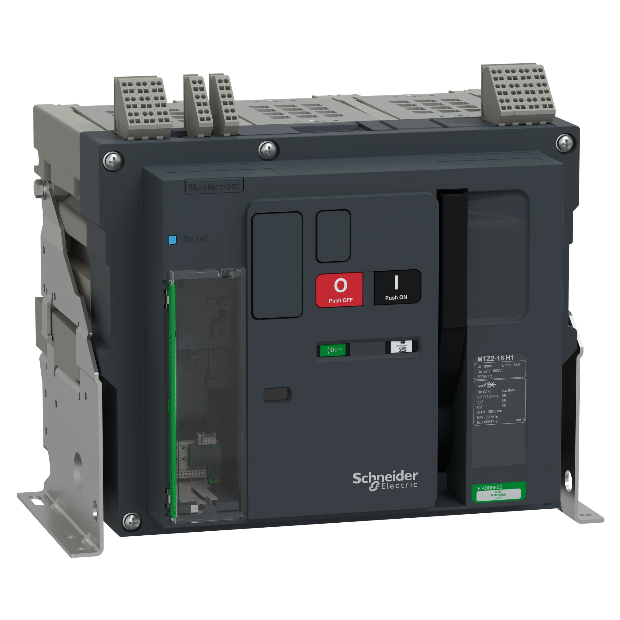 Schneider Electric LV948043 MasterPacT MTZ2 16 1600A H1 66kA/440VAC (Icu) 3P Grundschalter Festeinbau für MicroLogic Active (img_001)