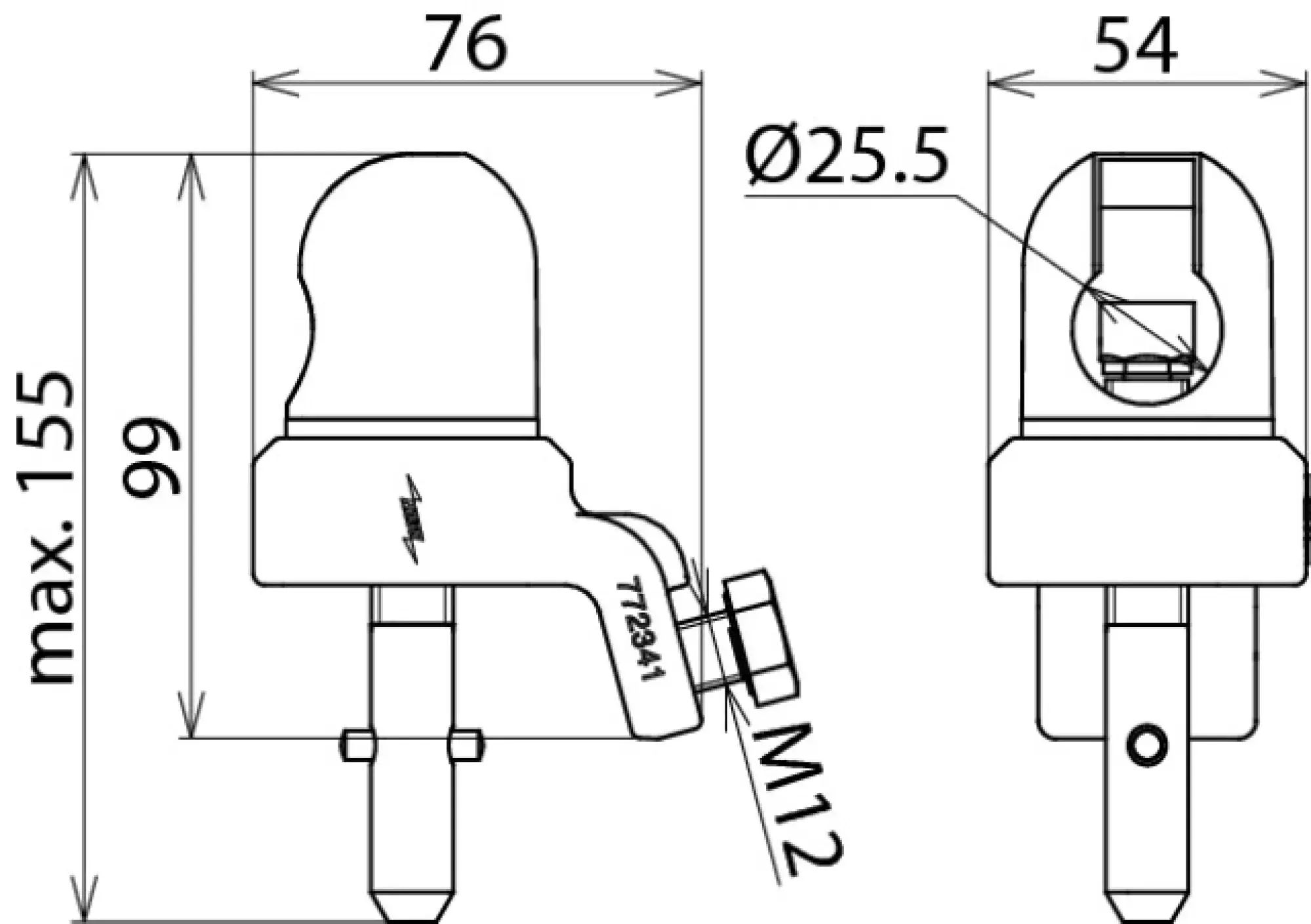 Dehn 772341 Ball head cap D 25mm, adjustable with T pin shaft for cables 16-150mm² (img_004)