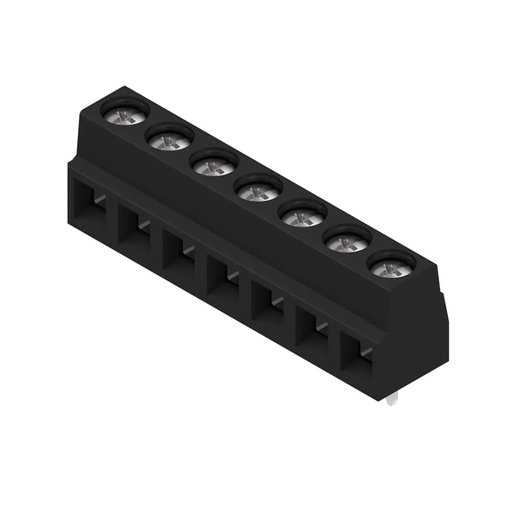 Weidmüller 1810900000 PCB terminal, 320 V, 17.5 A, Pitch in mm: 5.08, 1.5 mm², Number of poles: 7, Clamping yoke connection, THT solder connection, 90°, Box (img_001)