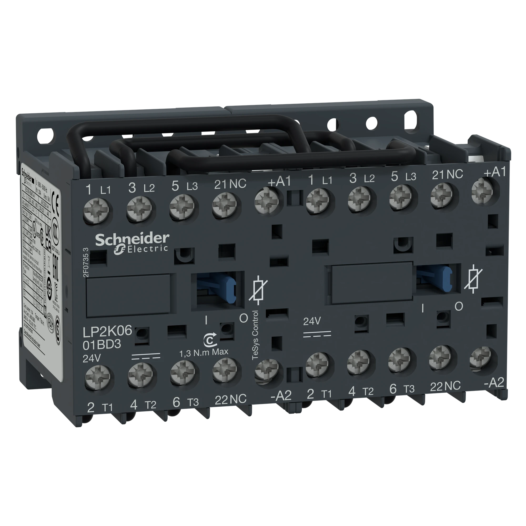 Schneider Electric LP2K0901BD3 Reversing contactor combination, 3p+1NC, 4kW/400V/AC3, 9A, coil 24V DC (img_002)