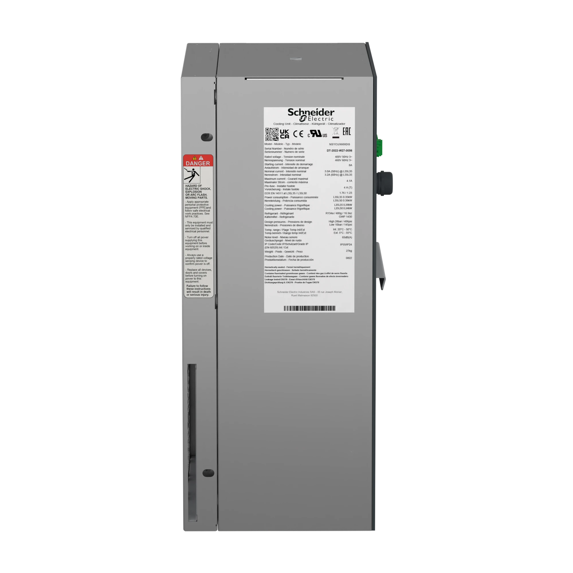 Schneider Electric NSYCUX600DG Wall-mounted cooling unit, networked, Climasys CU, stainless steel, 600W, 230V, 50/60Hz, IP55 (img_006) Schneider Electric NSYCUX600DG Wall-mounted cooling unit, networked, Climasys CU, stainless steel, 600W, 230V, 50/60Hz, IP55 (img_006)