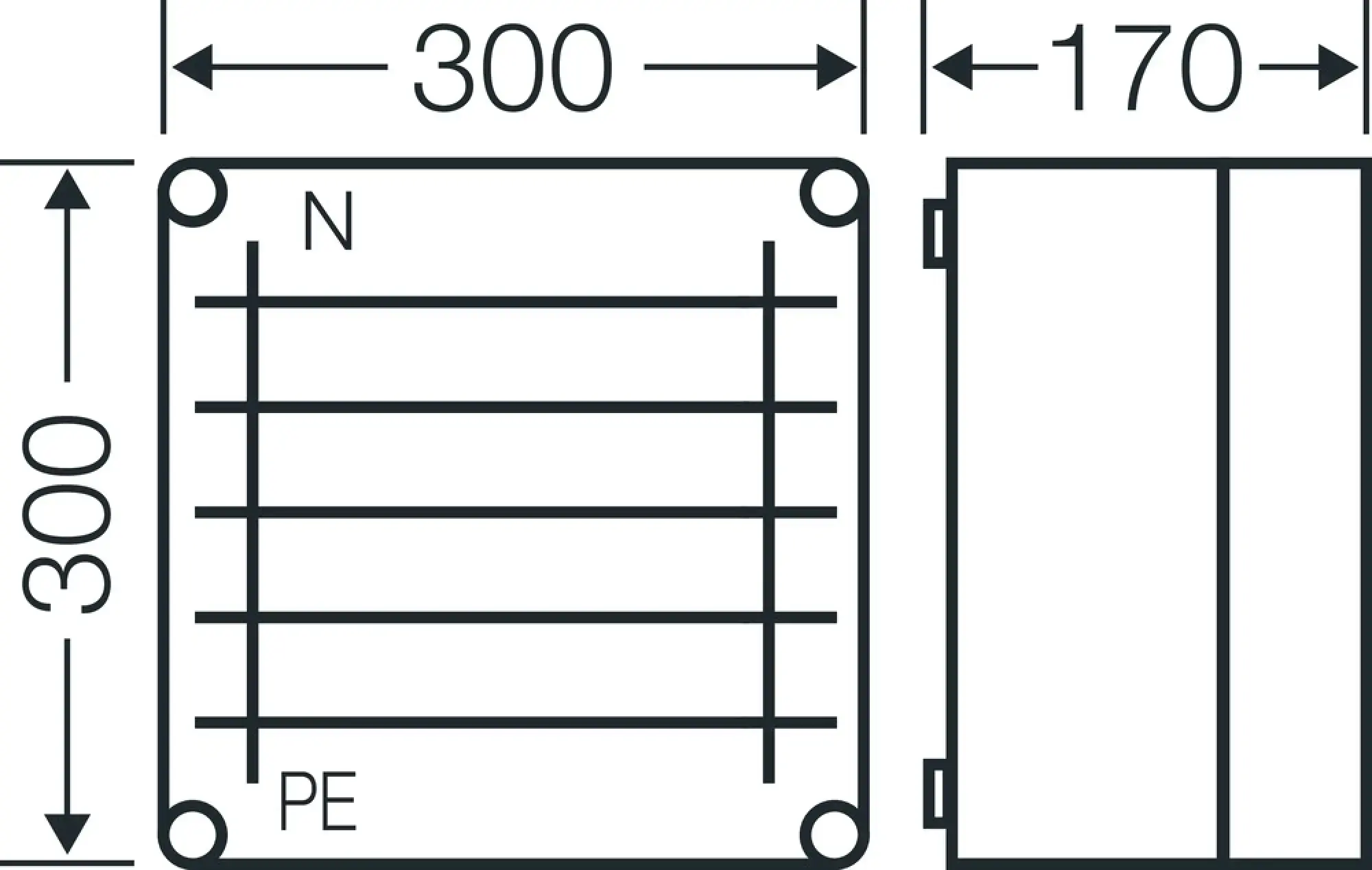 Hensel 20001455 Mi-Sammelschienengehäuse 300x300mm, Sammelschienenabstand 40 mm Mi SP 2240 (img_003)