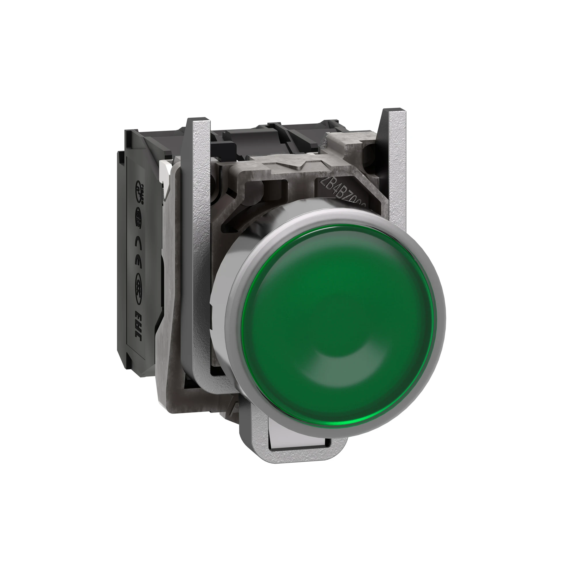 Schneider Electric XB4BW33B5 Illuminated Push-button, Harmony XB4, Metal, 22mm, Green, Unlabeled, Universal LED, Smooth Dome, 1NO+1NC, 24V ACDC (img_001)