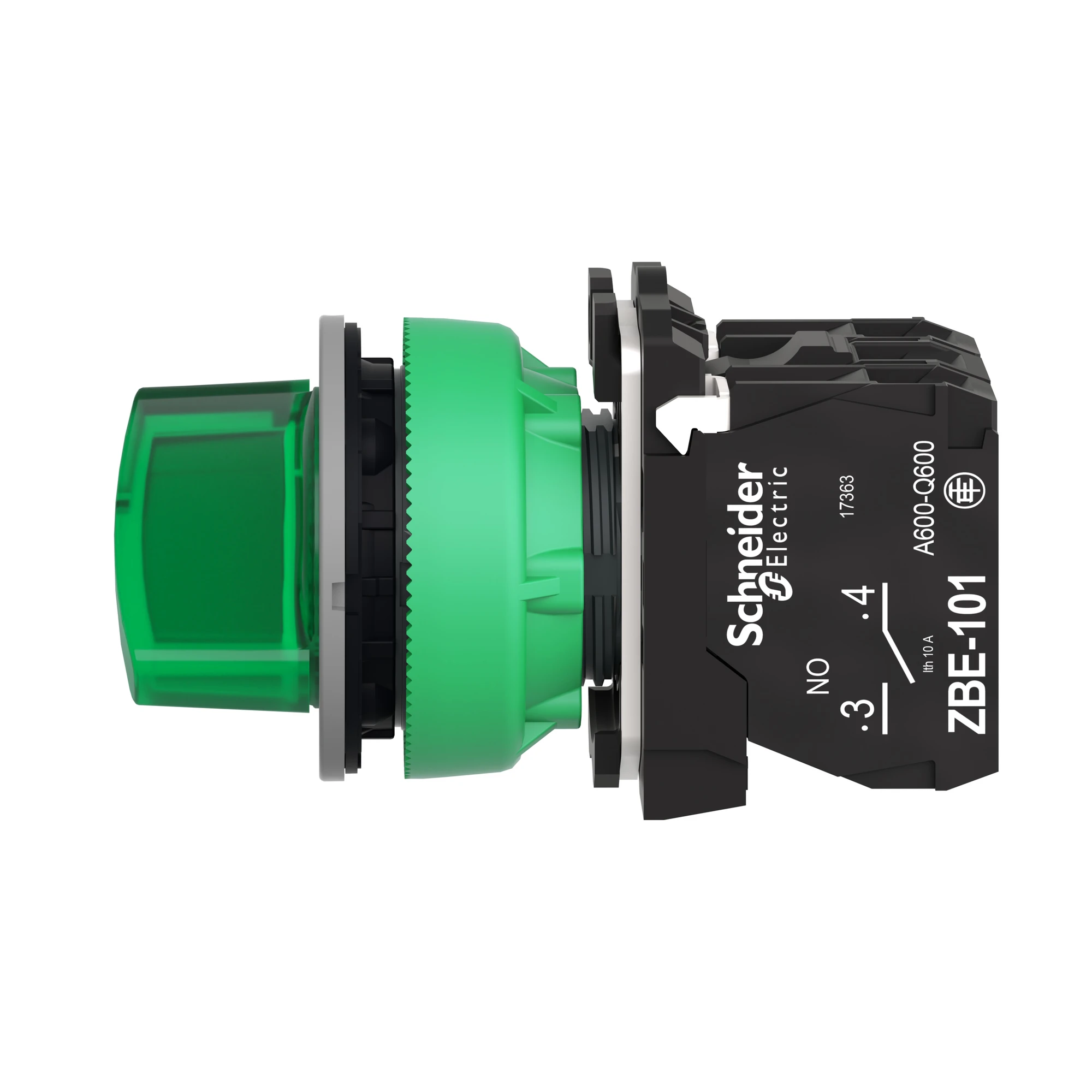 Schneider Electric XB5FK123B5C0 Illuminated Selector Switch, Harmony XB5F, Plastic, Light Grey, Green, 30mm, Universal LED, 2 Positions, 1NO + 1NC, 24V ACDC (img_006)
