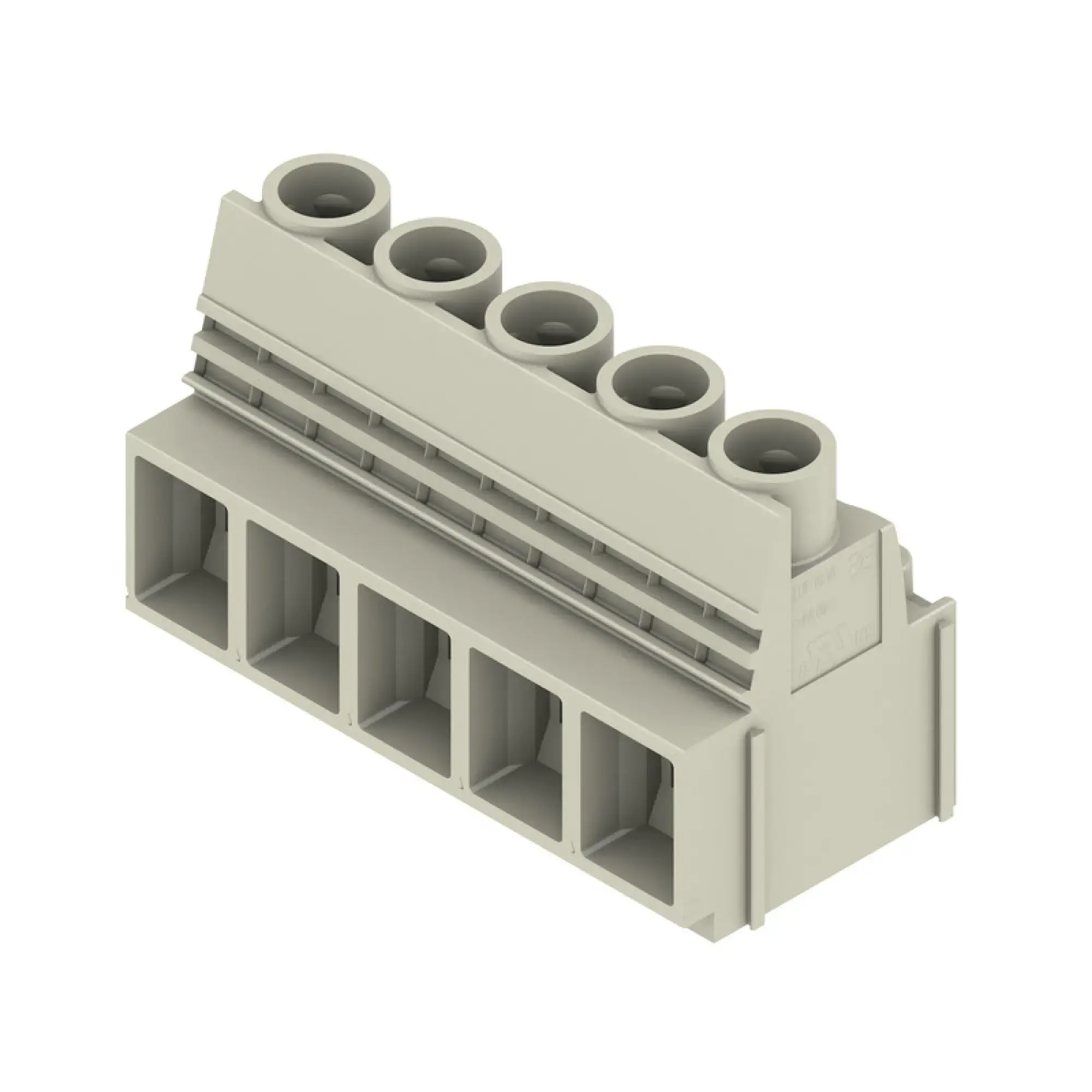 Weidmüller 1839300000 PCB terminal, 1000 V, 76 A, Pitch in mm: 10.16, 16 mm², Number of poles: 5, Clamping yoke connection, THT solder connection, 90°, Box (img_001) Weidmüller 1839300000 PCB terminal, 1000 V, 76 A, Pitch in mm: 10.16, 16 mm², Number of poles: 5, Clamping yoke connection, THT solder connection, 90°, Box (img_001)