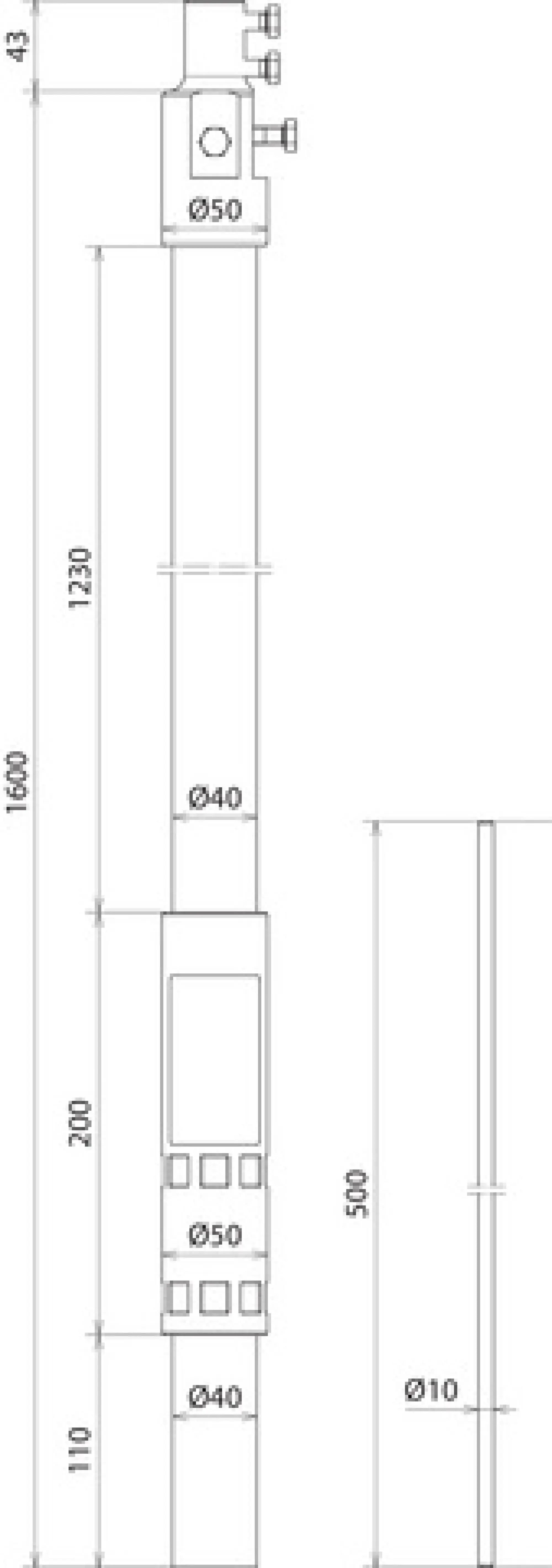 Dehn 105672 Supporting tube for HVI light plus D 40 mm L 1600 mm with air-termination tip D 10 mm L 500 mm (img_002)
