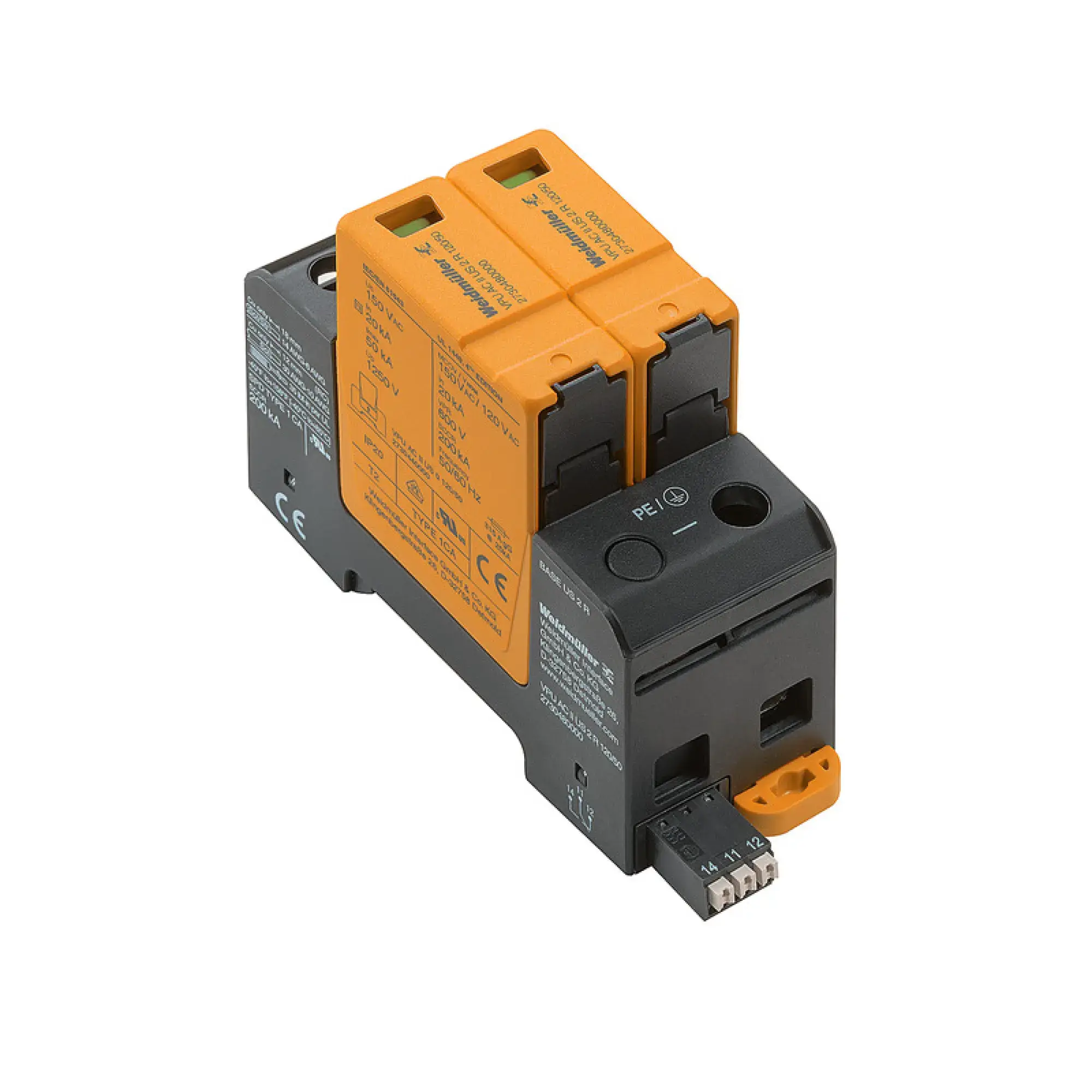 Weidmüller 2730480000 Surge voltage arrester (power supply systems), Surge protection, with remote contact, Type II, Low voltage network: Single-phase, TN-S, II, AC, 120 V (img_001) Weidmüller 2730480000 Surge voltage arrester (power supply systems), Surge protection, with remote contact, Type II, Low voltage network: Single-phase, TN-S, II, AC, 120 V (img_001)