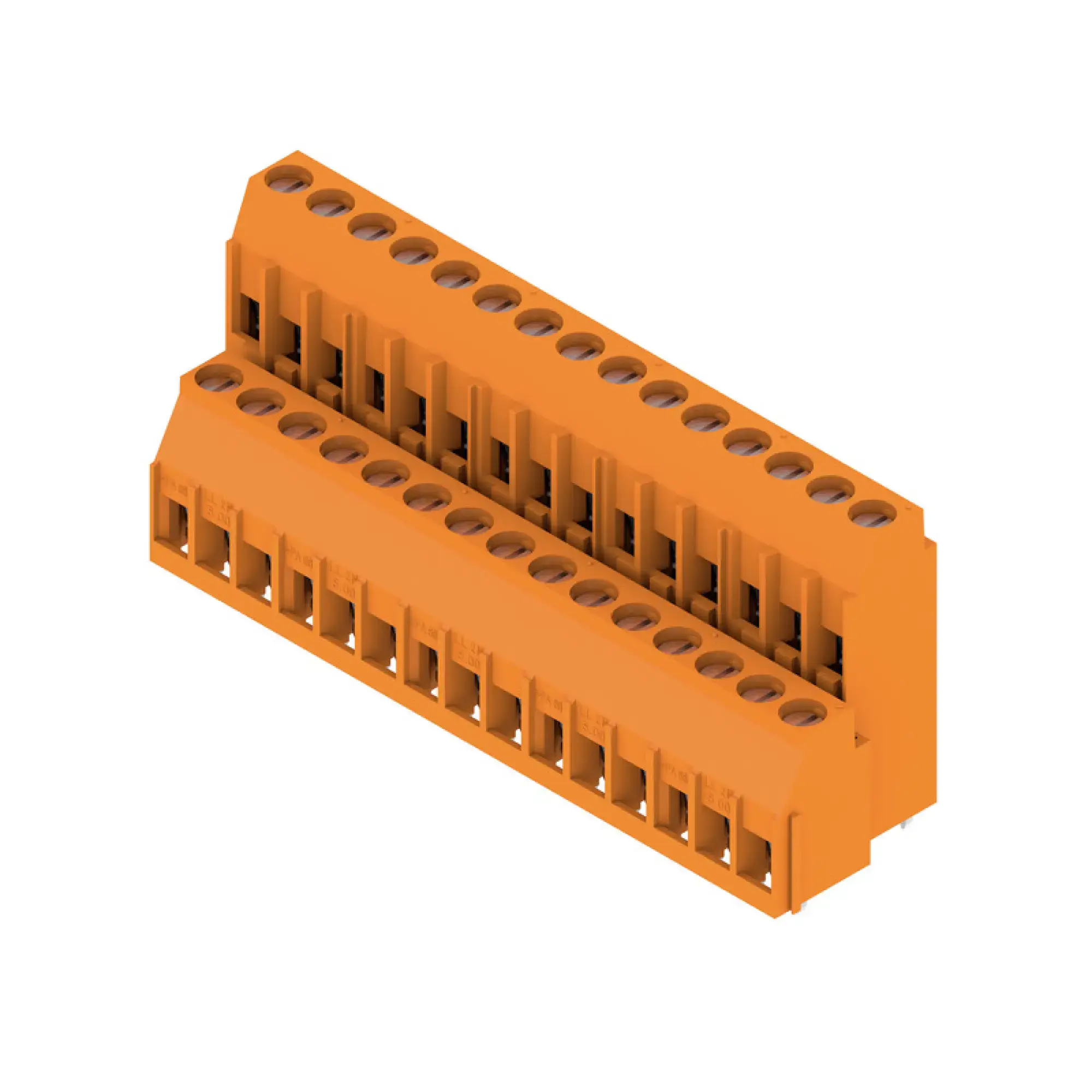 Weidmüller 1977380000 PCB terminal, 320 V, 32.5 A, Pitch in mm: 5.00, 6 mm², Number of poles: 30, Clamping yoke connection, THT solder connection, 90°, Box (img_001)