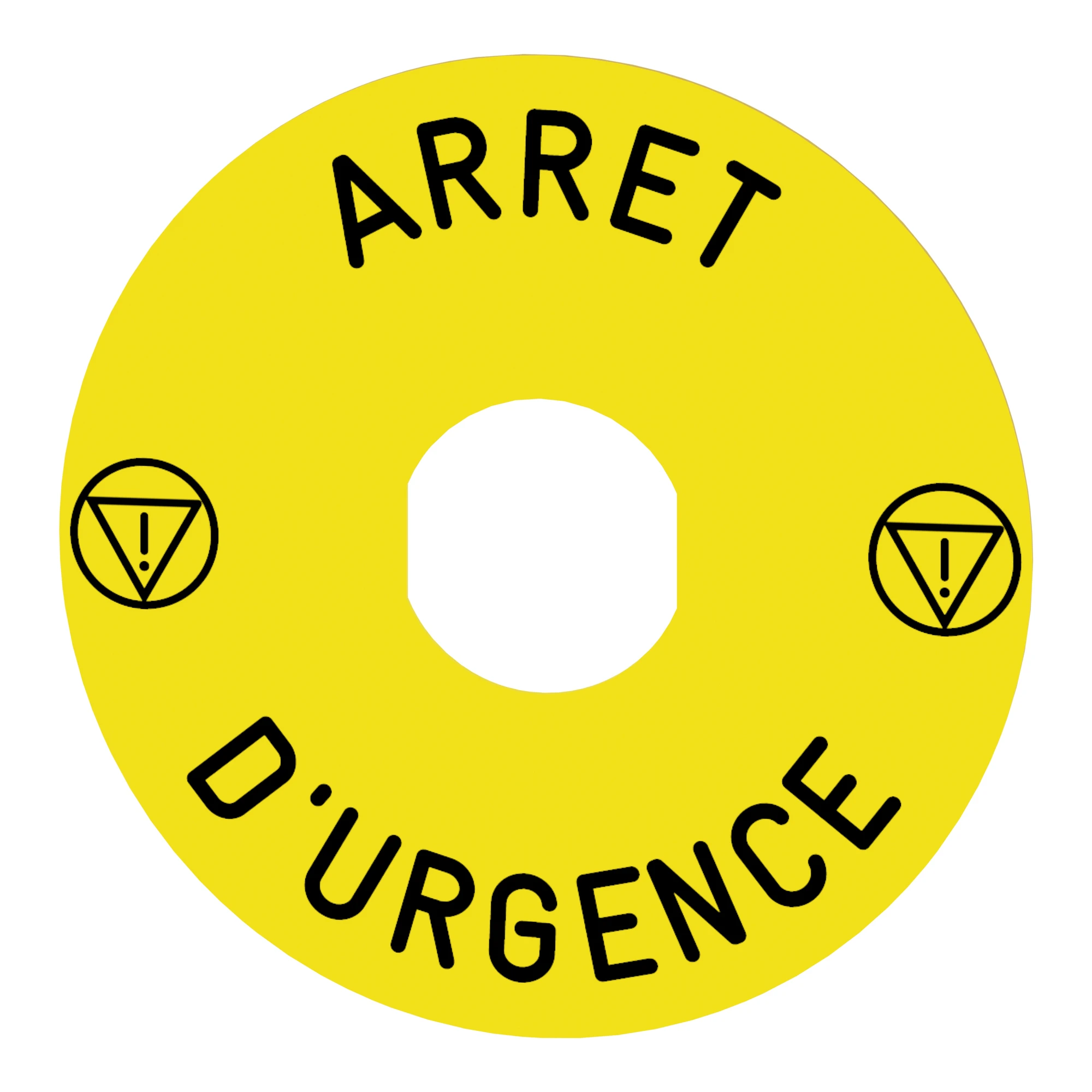 Schneider Electric ZBY8130 Sign, round Ø 90, for emergency stop push button, yellow, EMERGENCY STOP (img_006) Schneider Electric ZBY8130 Sign, round Ø 90, for emergency stop push button, yellow, EMERGENCY STOP (img_006)