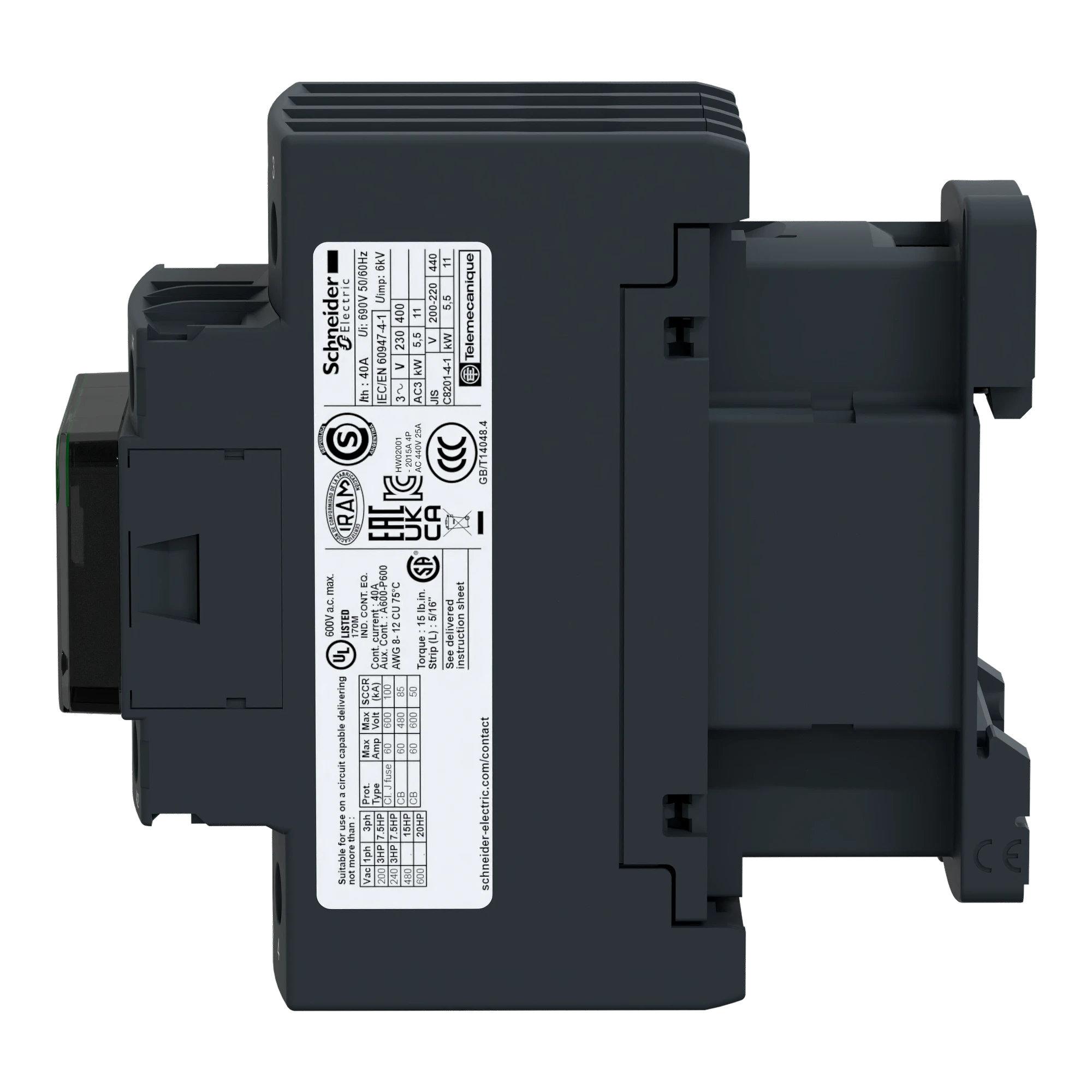 Schneider Electric LC1D258P7 Power contactor LC1D 4p, +1NO+1NC, Coil 230 V AC (img_004)